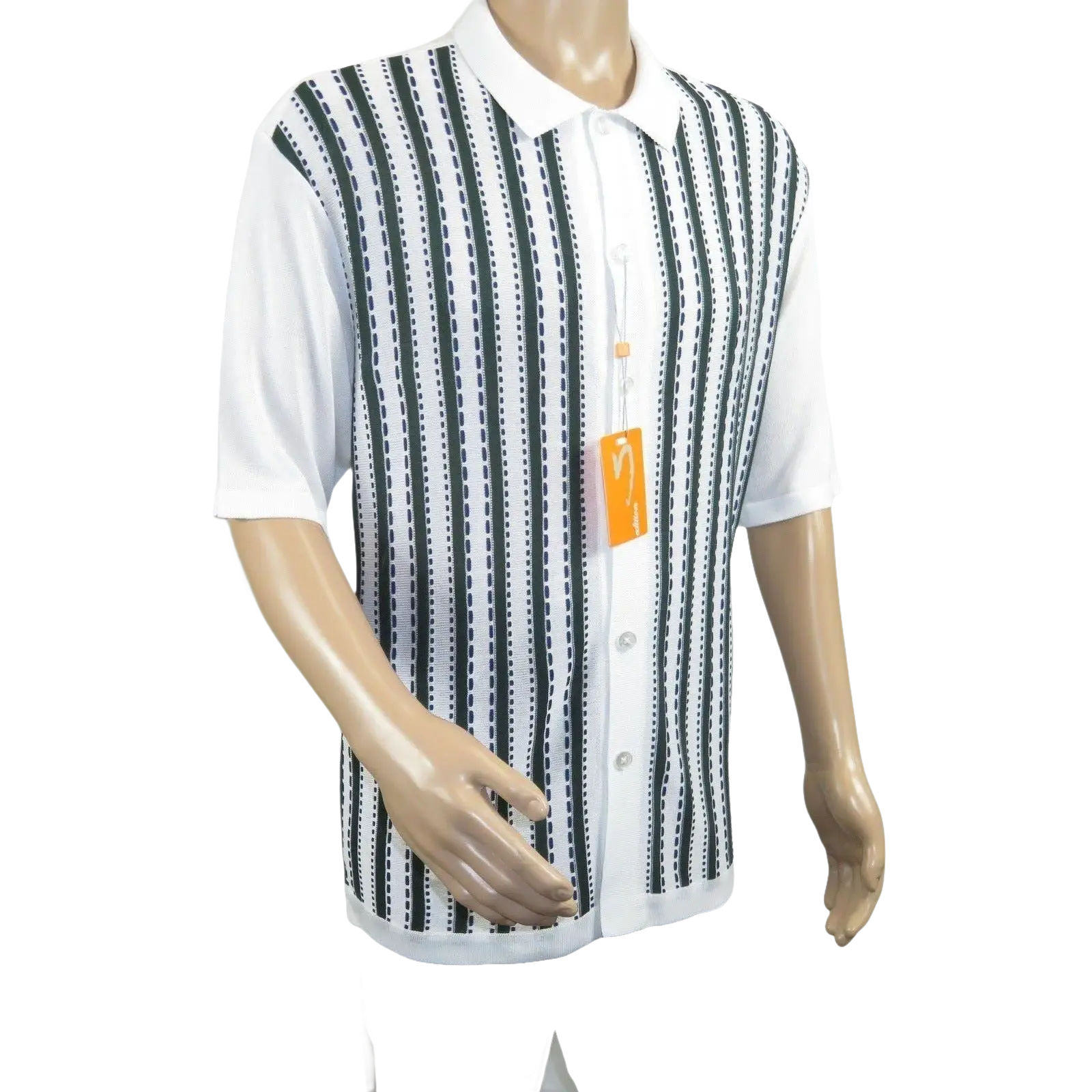 Men's Sports Shirt Knit by Silversilk Stacy Adams 6120 Black Navy Green Size XL - J.Valintin Men's Wear Legend - 7411
