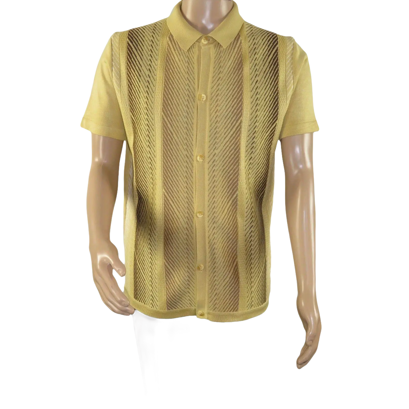 Mens Stacy Adams Italian Style Knit Woven Shirt Short Sleeves 3107 Honey Beige - J.Valintin Men's Wear Legend - 94948