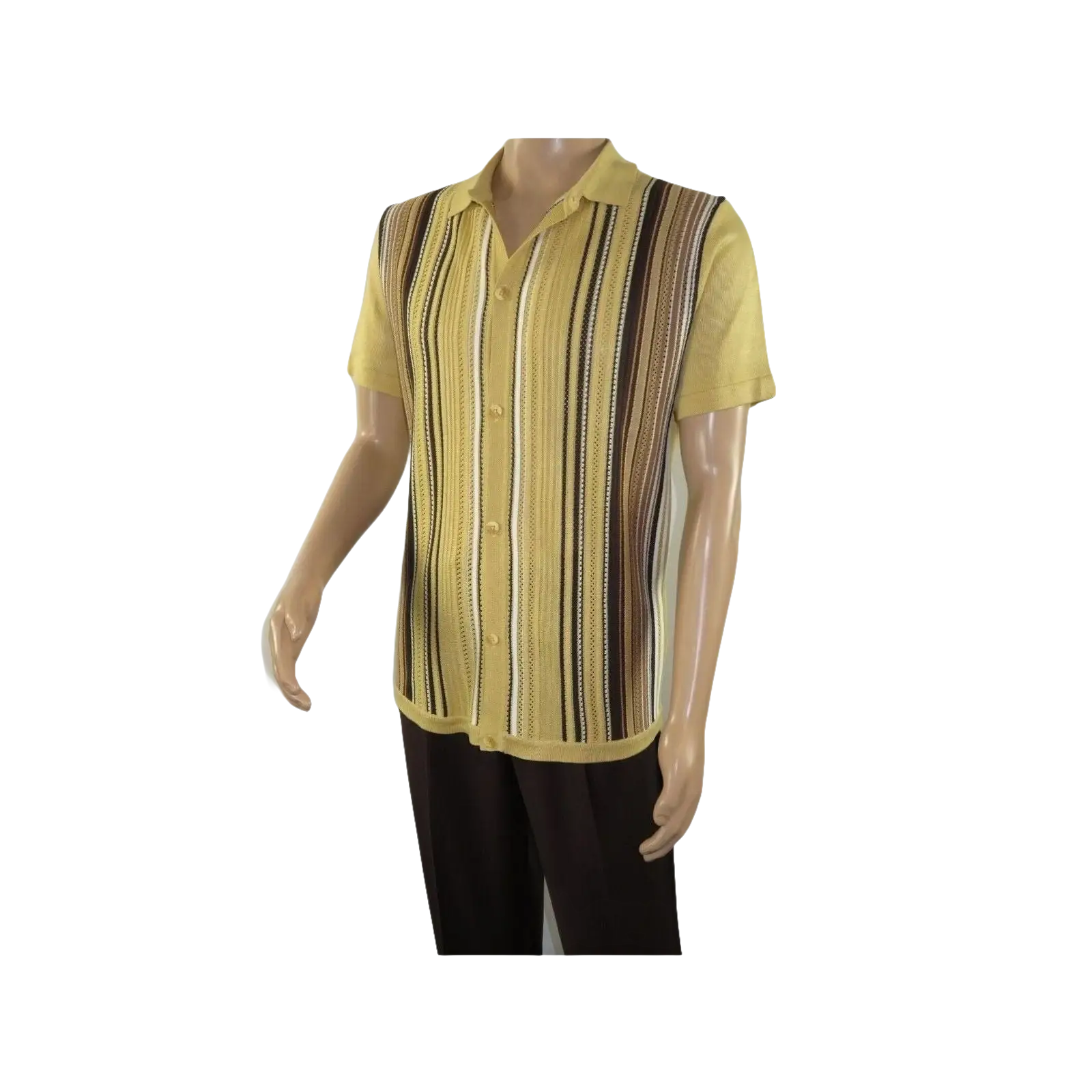 Mens Stacy Adams Italian Style Knit Woven Shirt Short Sleeves 3112 Honey Beige - J.Valintin Men's Wear Legend - 94882