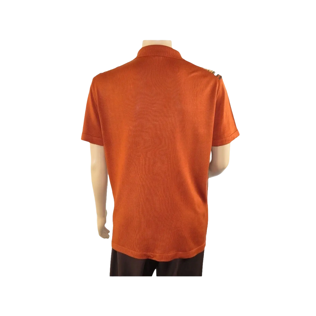 Mens Stacy Adams Italian Style Knit Woven Shirt Short Sleeves 3112 Rust Orange - J.Valintin Men's Wear Legend - 94960