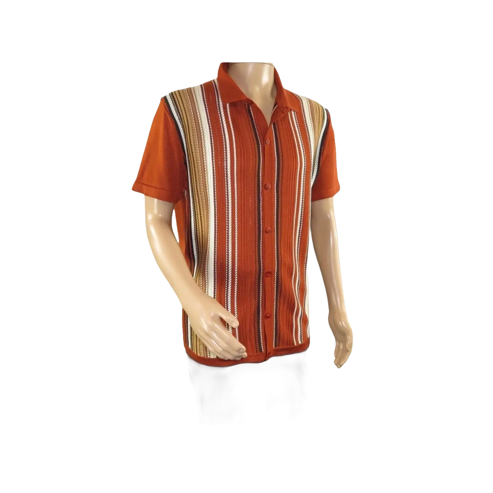 Mens Stacy Adams Italian Style Knit Woven Shirt Short Sleeves 3112 Rust Orange - J.Valintin Men's Wear Legend - 94960