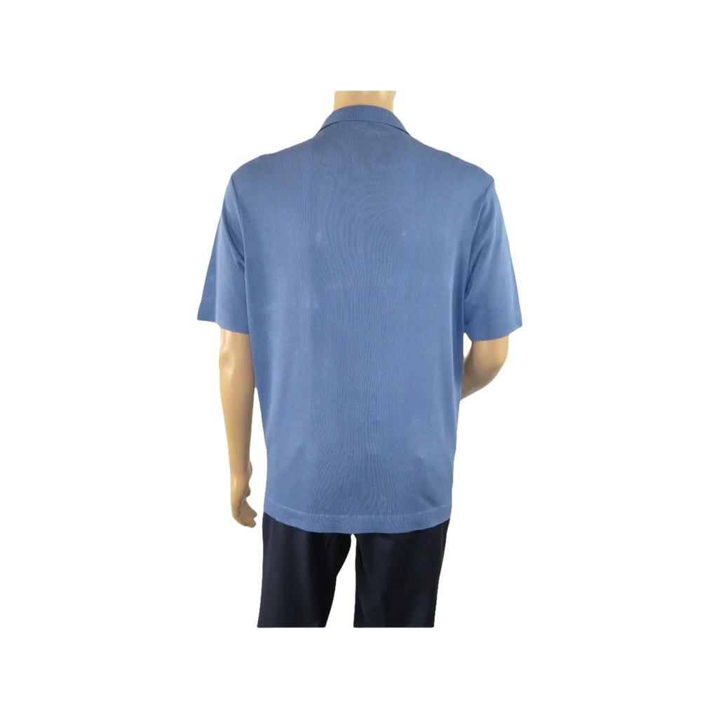 Mens Stacy Adams Italian Style Knit Woven Shirt Short Sleeves 3118 Denim Blue - J.Valintin Men's Wear Legend - 94864