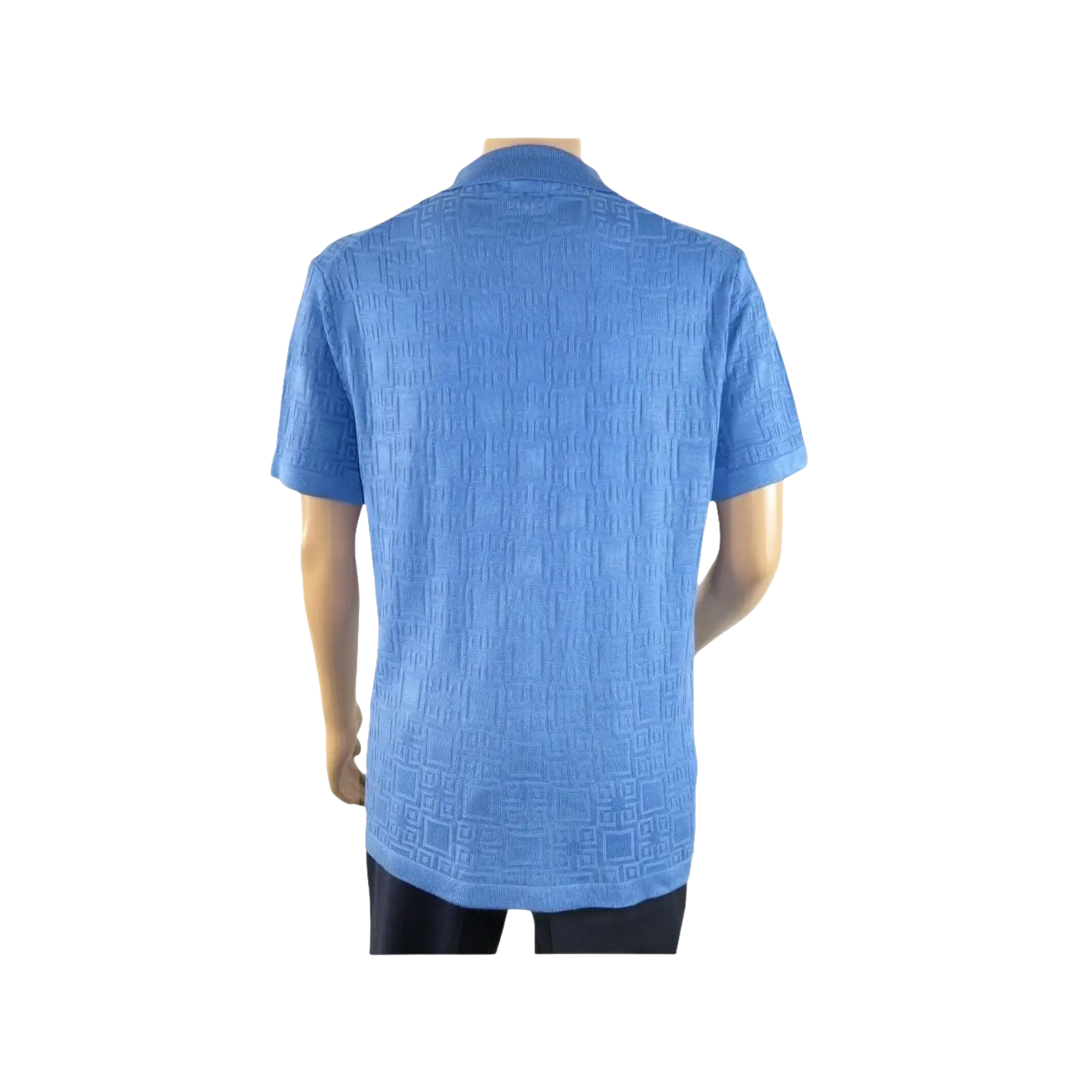Mens Stacy Adams Italian Style Knit Woven Shirt Short Sleeves 3128 Denim Blue - J.Valintin Men's Wear Legend - 94900