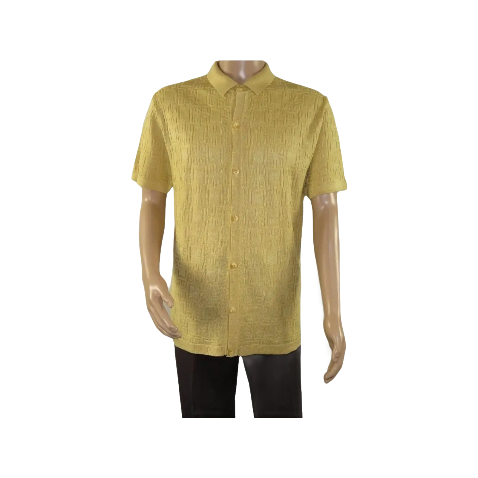Mens Stacy Adams Italian Style Knit Woven Shirt Short Sleeves 3128 Honey Beige - J.Valintin Men's Wear Legend - 94906