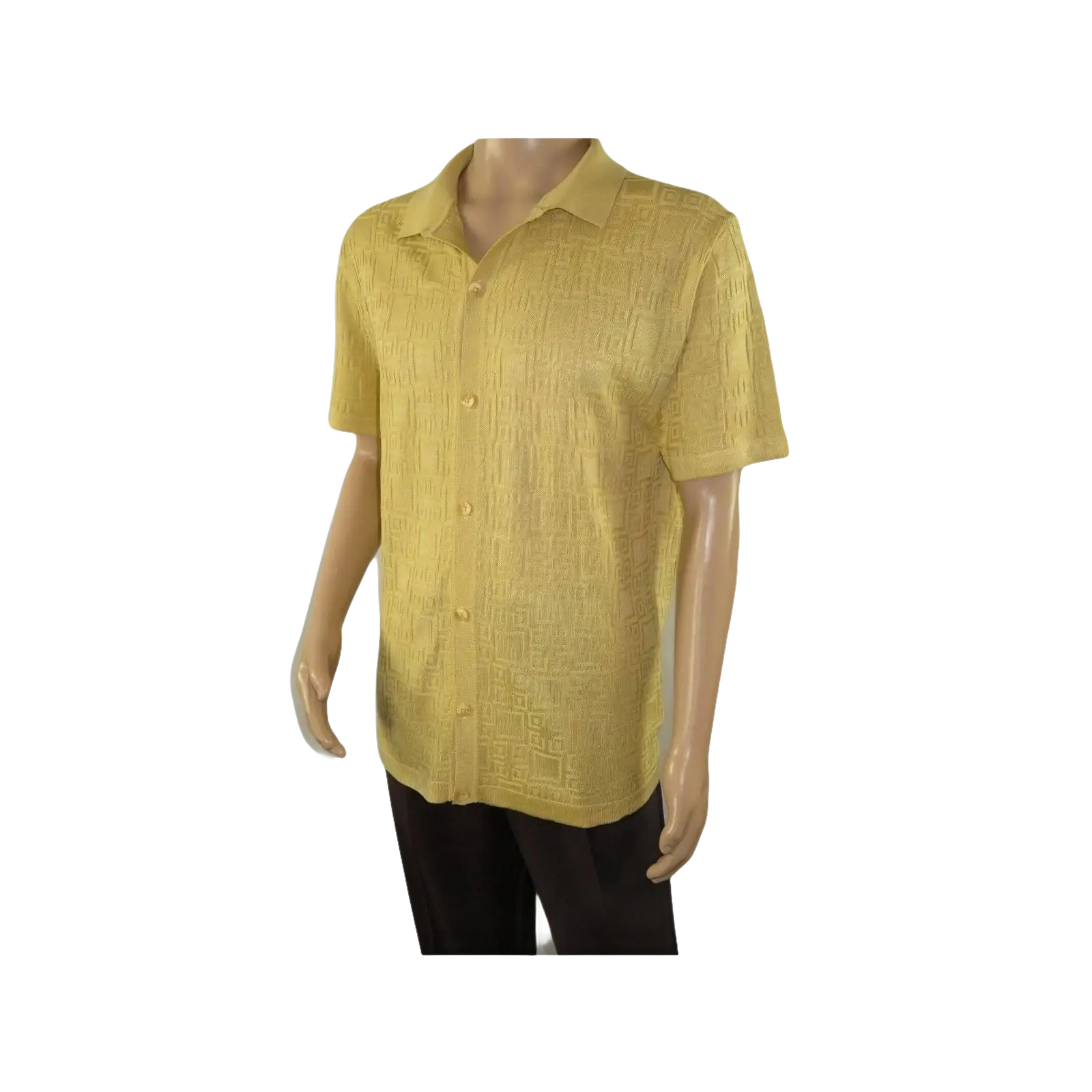 Mens Stacy Adams Italian Style Knit Woven Shirt Short Sleeves 3128 Honey Beige - J.Valintin Men's Wear Legend - 94906