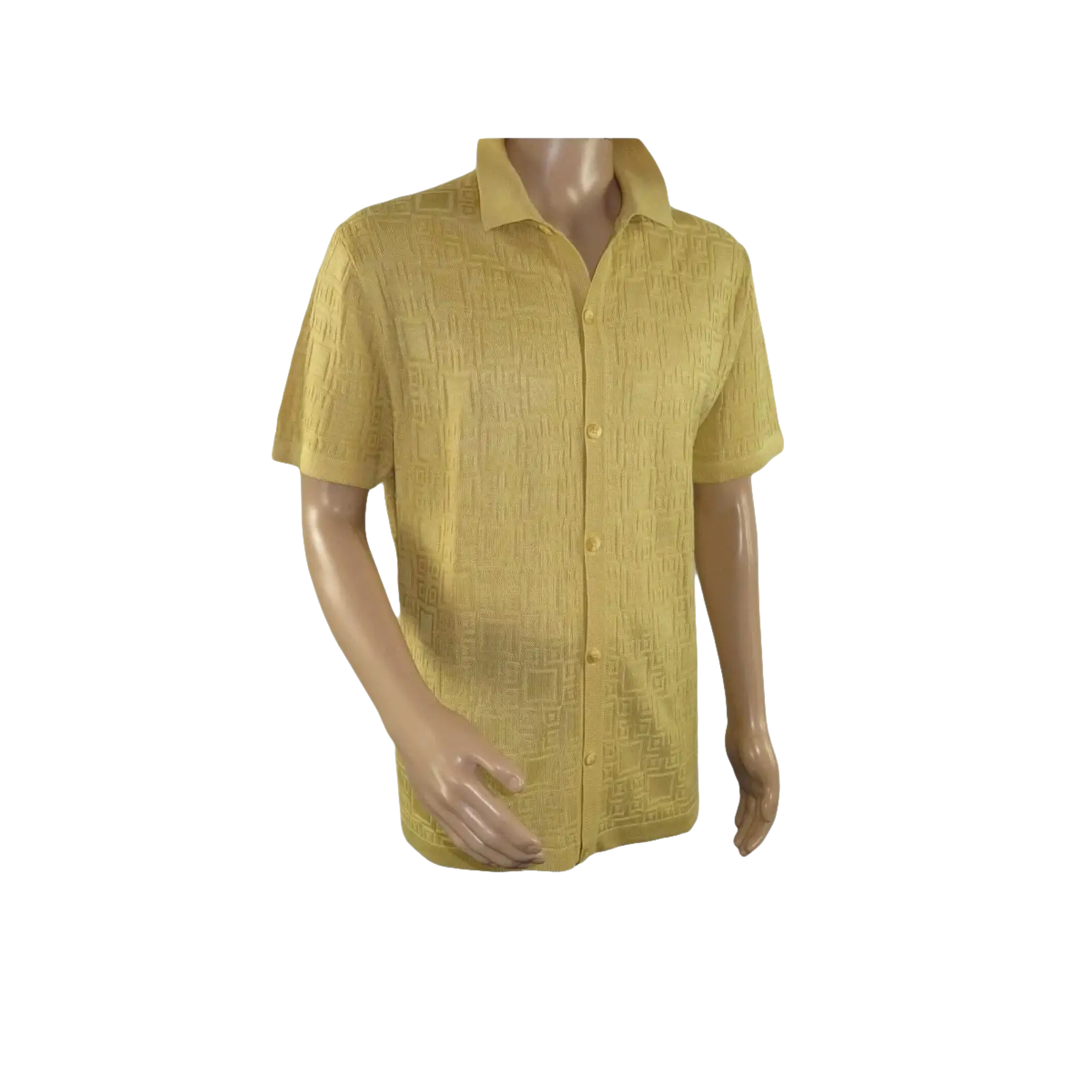 Mens Stacy Adams Italian Style Knit Woven Shirt Short Sleeves 3128 Honey Beige - J.Valintin Men's Wear Legend - 94906