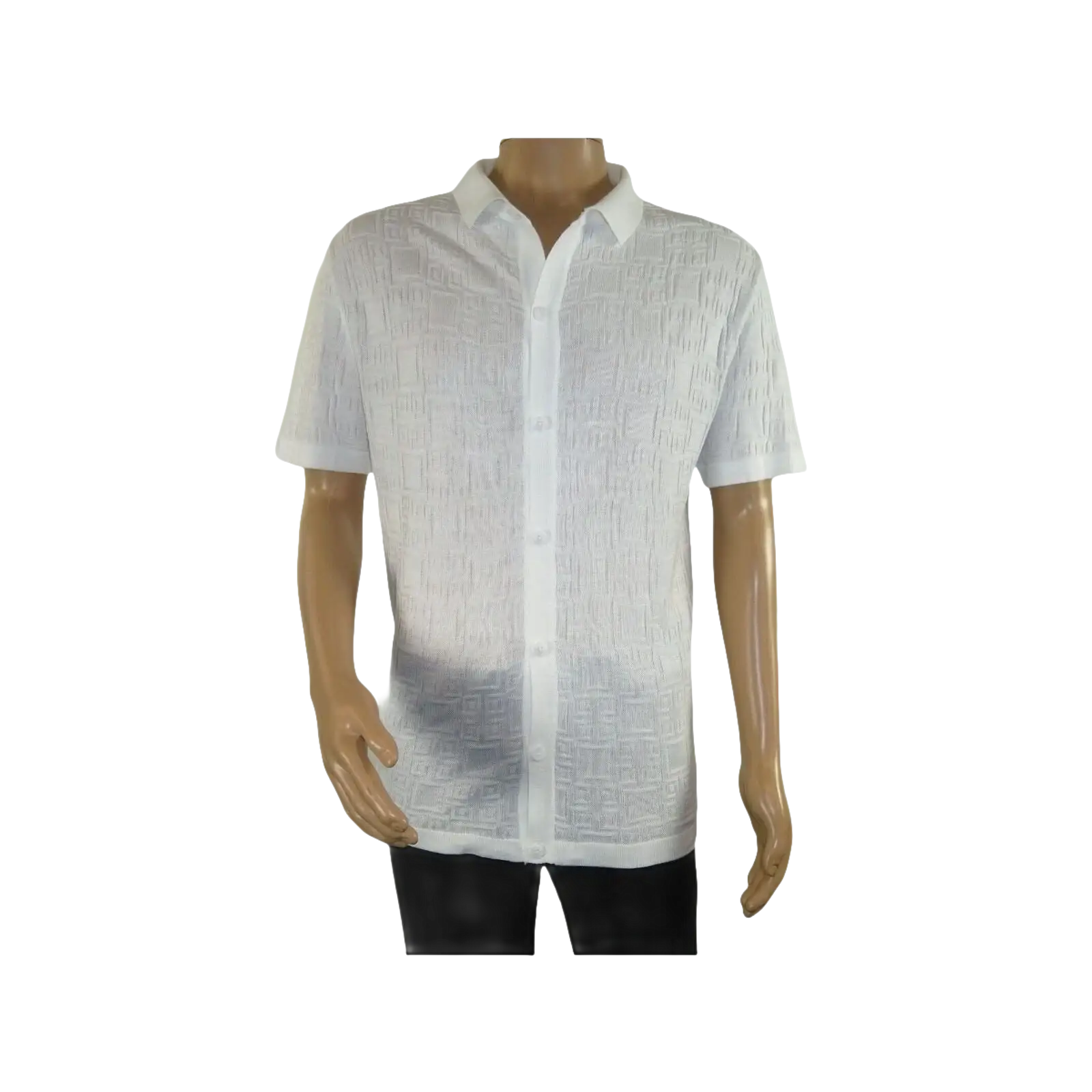 Mens Stacy Adams Italian Style Knit Woven Shirt Short Sleeves 3128 Pure White - J.Valintin Men's Wear Legend - 94912