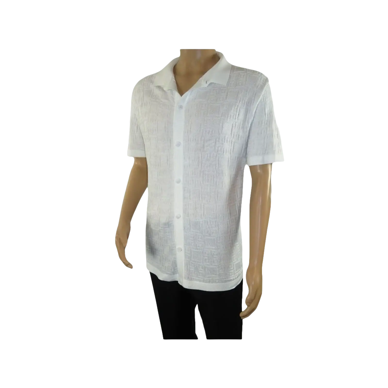 Mens Stacy Adams Italian Style Knit Woven Shirt Short Sleeves 3128 Pure White - J.Valintin Men's Wear Legend - 94912