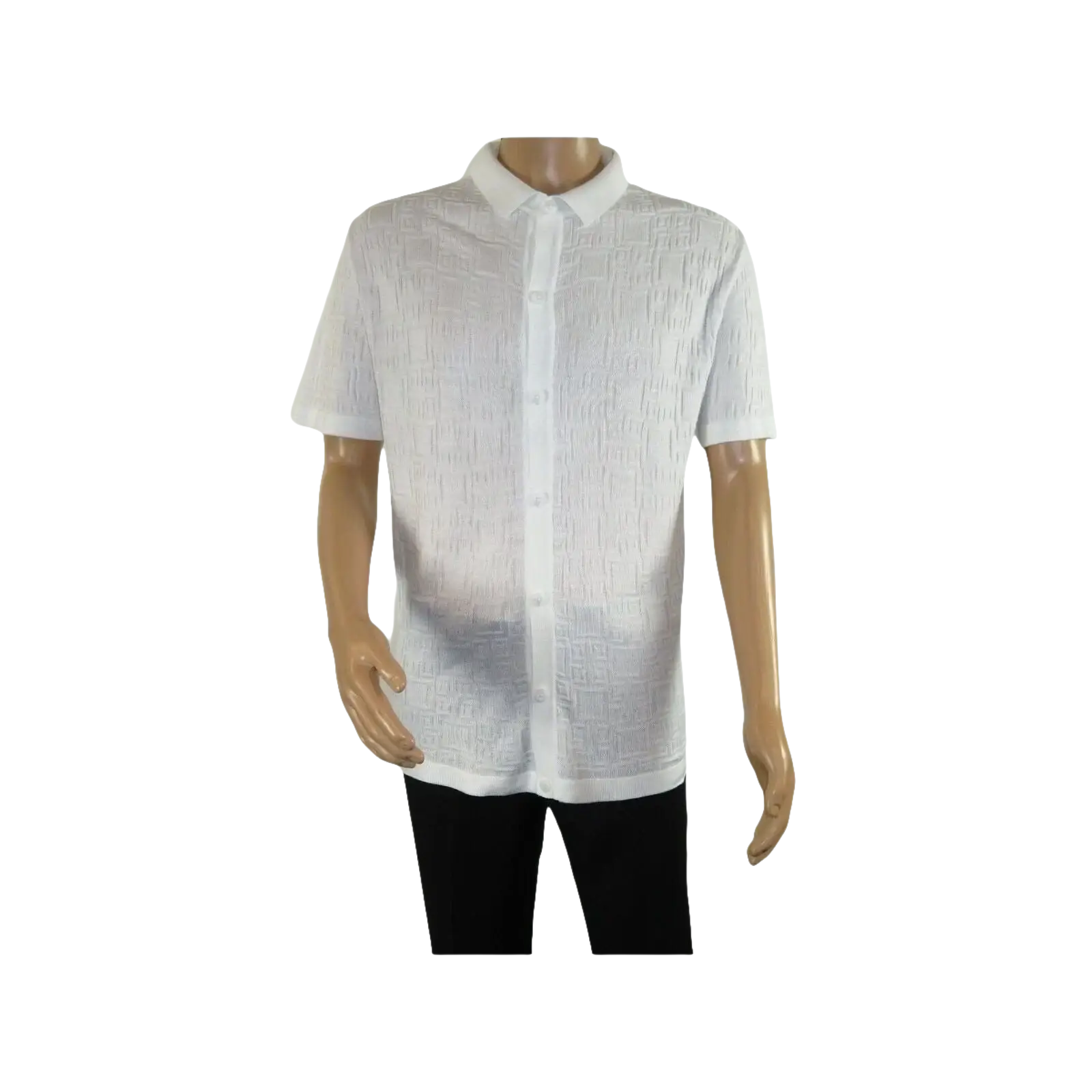 Mens Stacy Adams Italian Style Knit Woven Shirt Short Sleeves 3128 Pure White - J.Valintin Men's Wear Legend - 94912