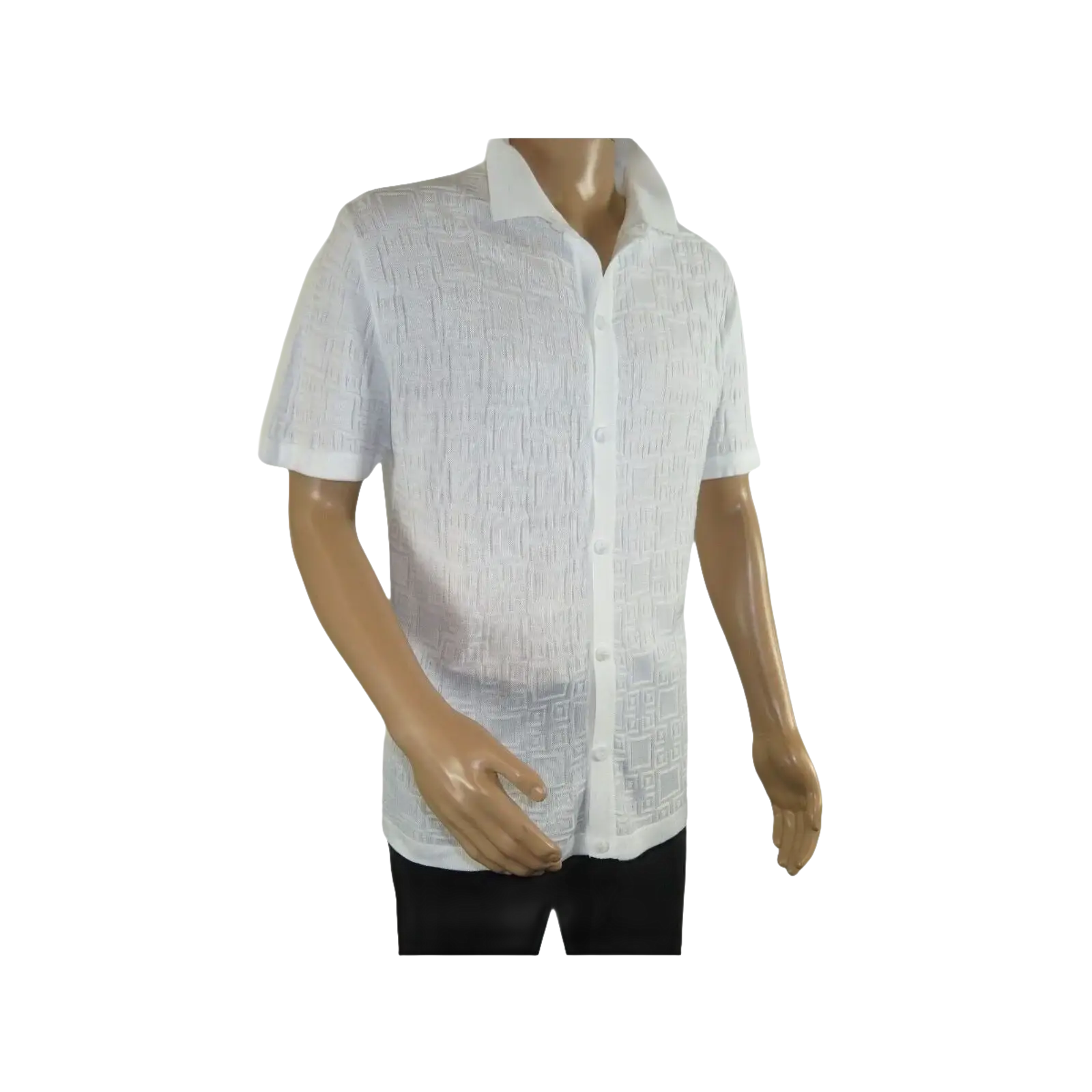 Mens Stacy Adams Italian Style Knit Woven Shirt Short Sleeves 3128 Pure White - J.Valintin Men's Wear Legend - 94912