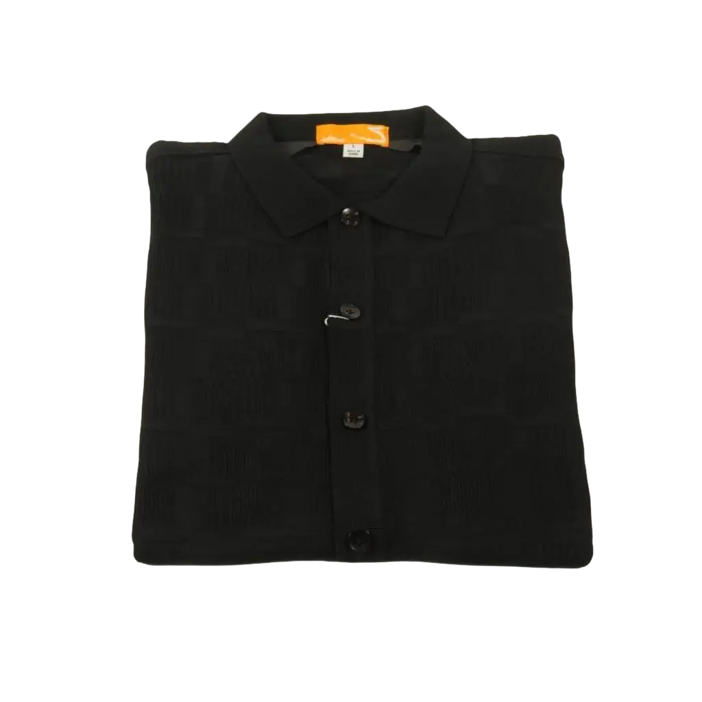 Mens Stacy Adams Italian Style Knit Woven Shirt Short Sleeves 71010 Black - J.Valintin Men's Wear Legend - 71010 - Black - M