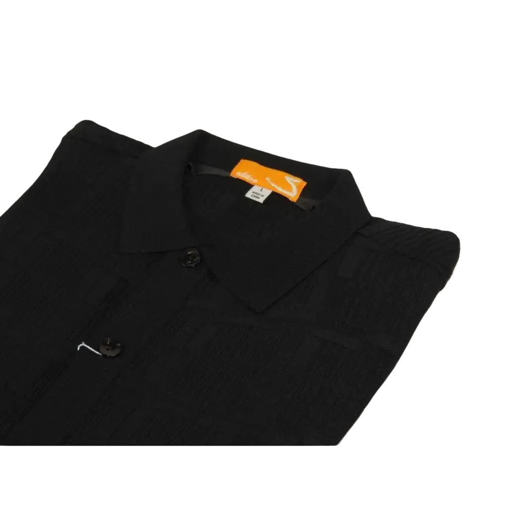 Mens Stacy Adams Italian Style Knit Woven Shirt Short Sleeves 71010 Black - J.Valintin Men's Wear Legend - 71010 - Black - M