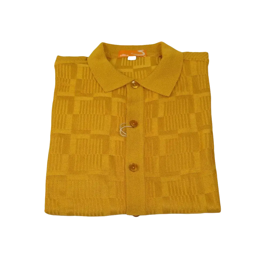 Mens Stacy Adams Italian Style Knit Woven Shirt Short Sleeves 71010 Gold - J.Valintin Men's Wear Legend - 71010 - Gold - M