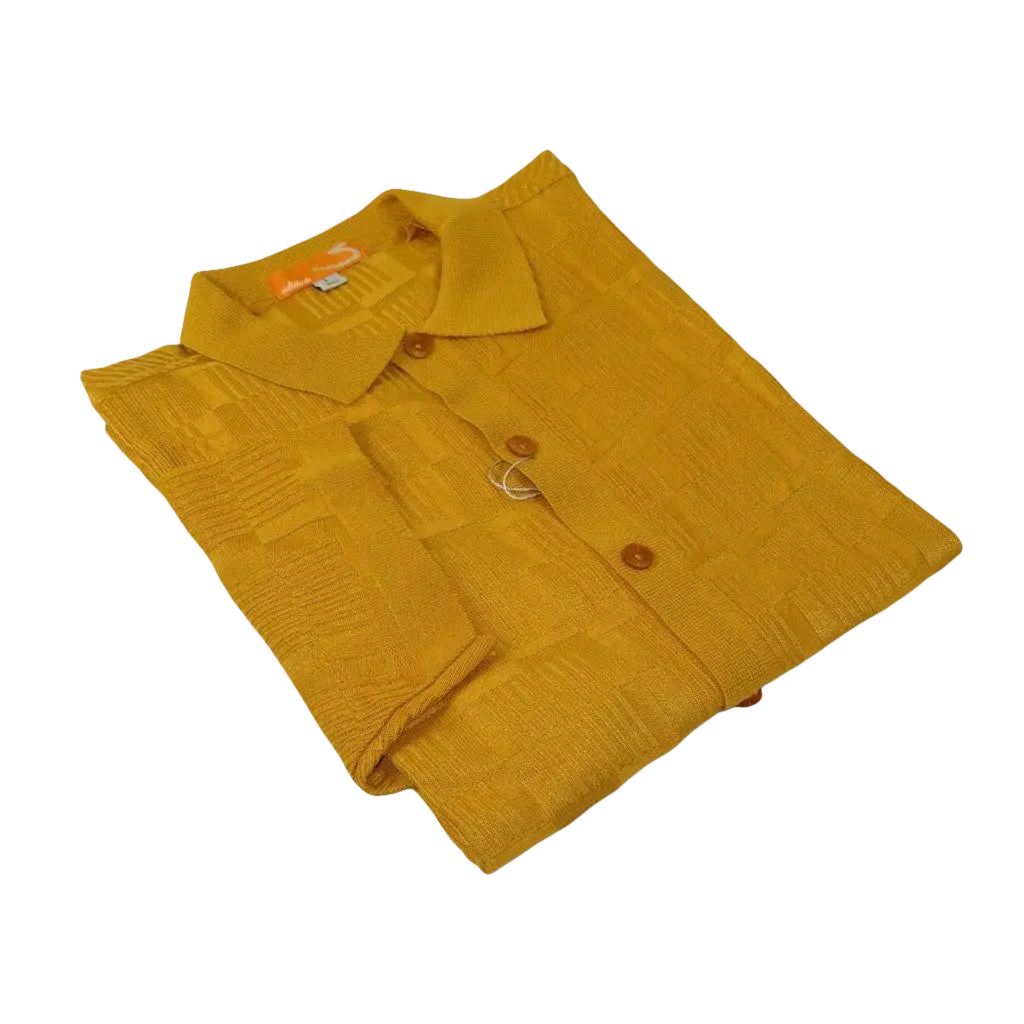 Mens Stacy Adams Italian Style Knit Woven Shirt Short Sleeves 71010 Gold - J.Valintin Men's Wear Legend - 71010 - Gold - M