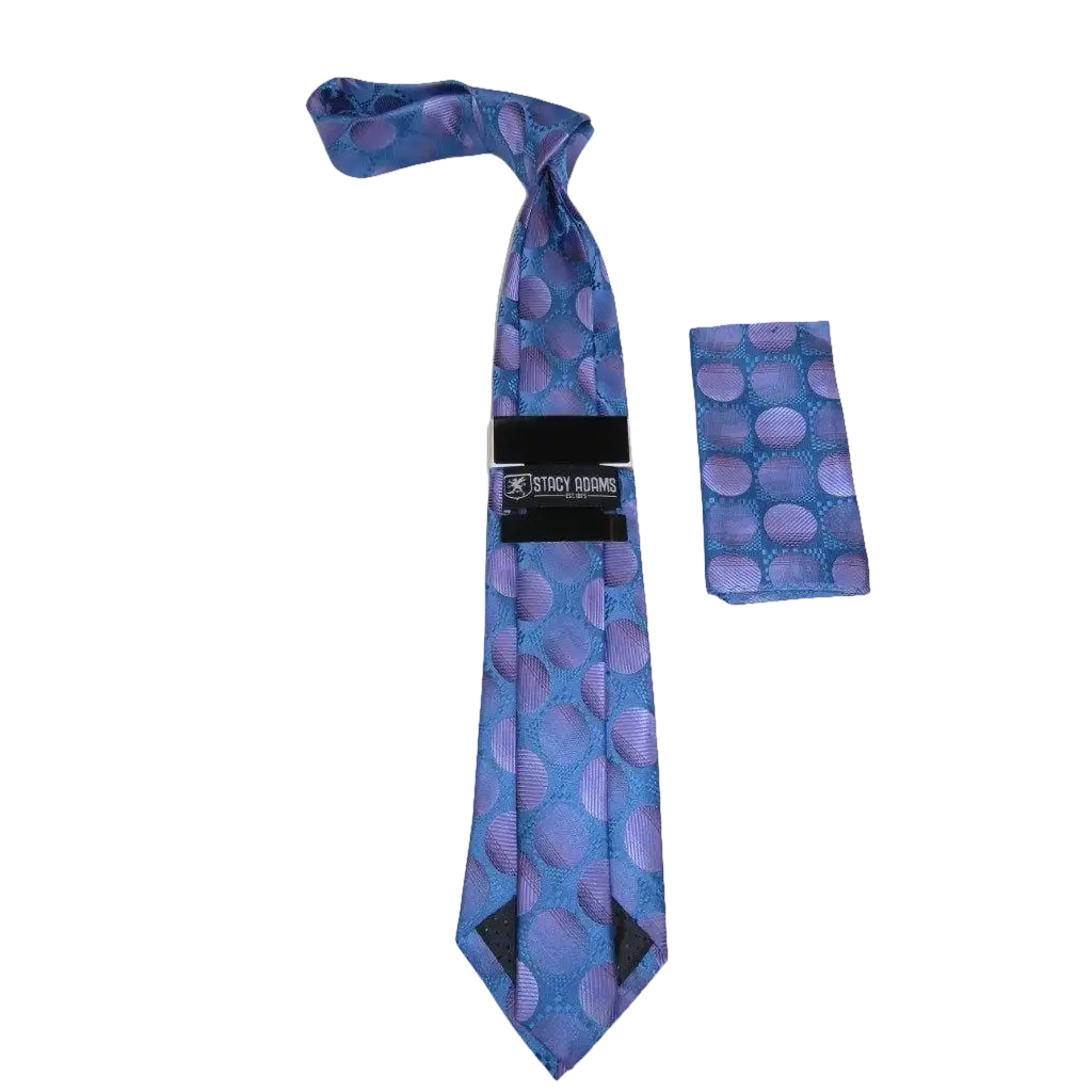 Men's Stacy Adams Necktie and Hankie Set Fancy Design Silky Look SAT13 Purple - J.Valintin Men's Wear Legend - sat13