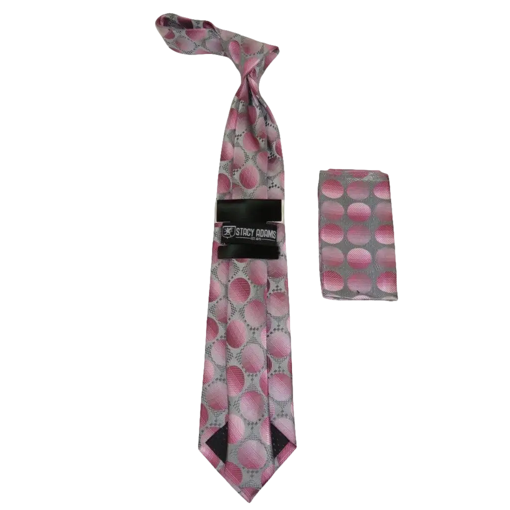 Men's Stacy Adams Necktie and Hankie Set Fancy Design Silky Look SAT15 Pink - J.Valintin Men's Wear Legend - sat15