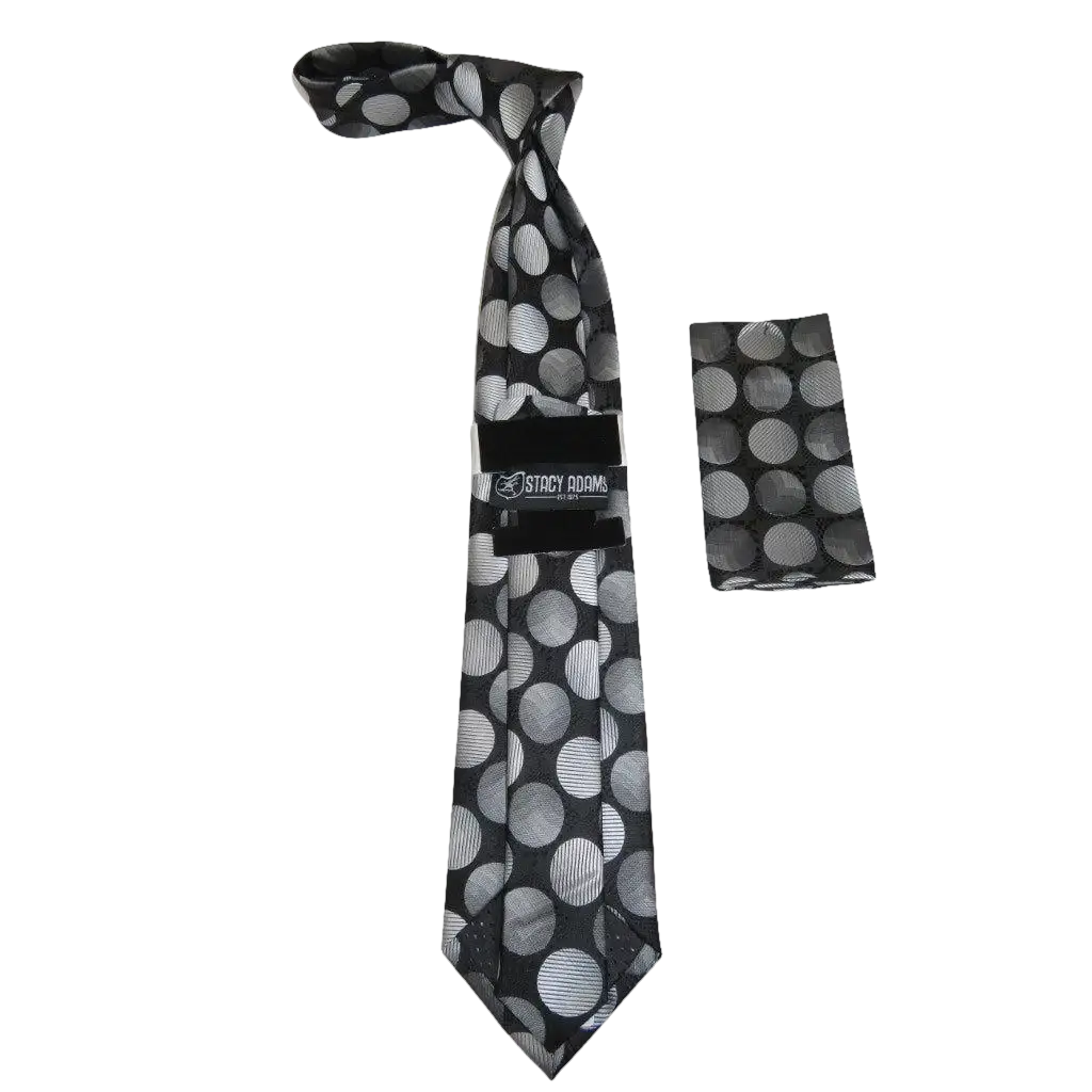 Men's Stacy Adams Necktie and Hankie Set Fancy Design Silky Look SAT16 Black - J.Valintin Men's Wear Legend - sat16