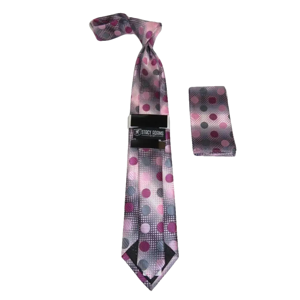 Men's Stacy Adams Necktie and Hankie Set Fancy Design Silky Look SAT2 Pink - J.Valintin Men's Wear Legend - sat2