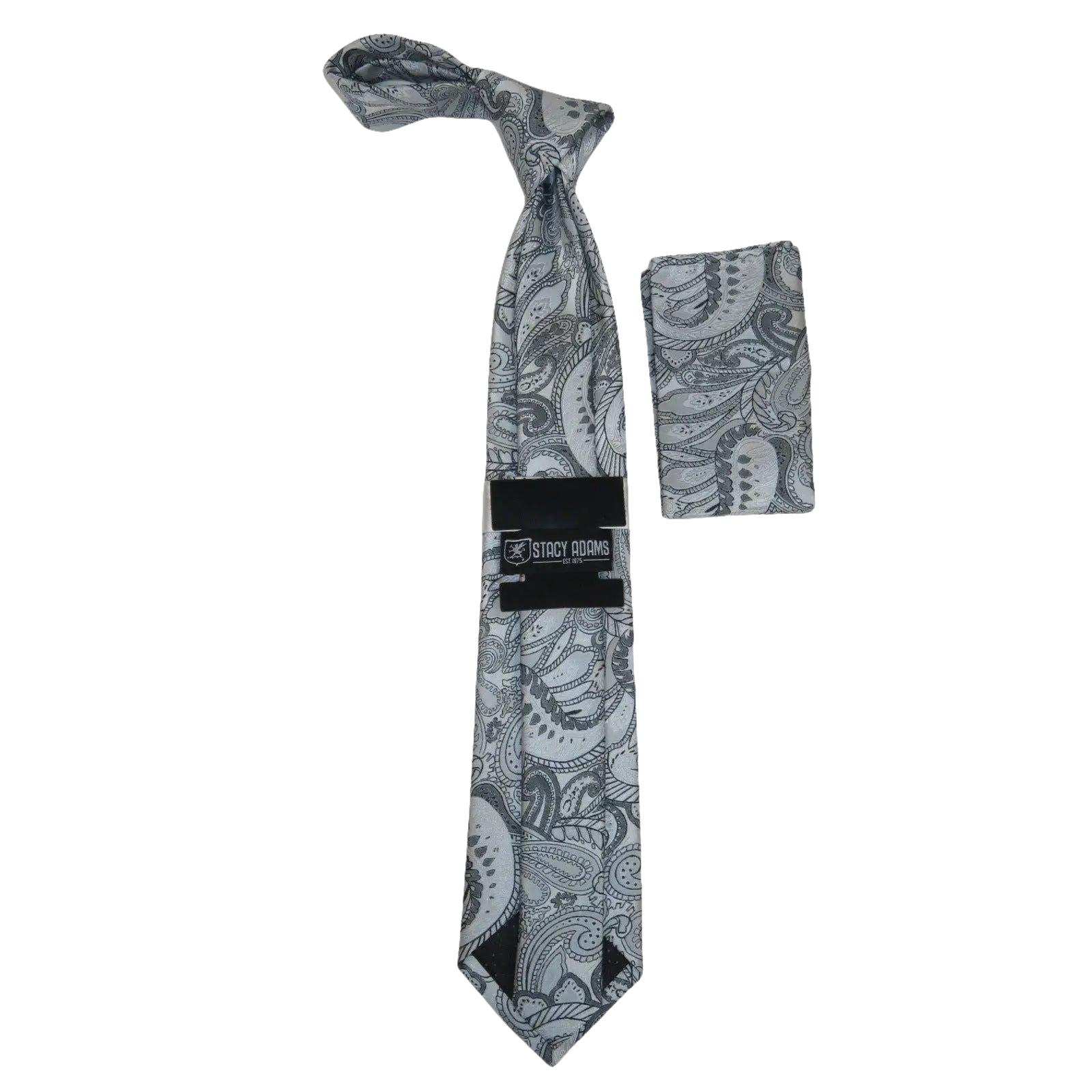 Men's Stacy Adams Tie and Hankie Set Woven Design #St415 Silver gray - J.Valintin Men's Wear Legend - 94820