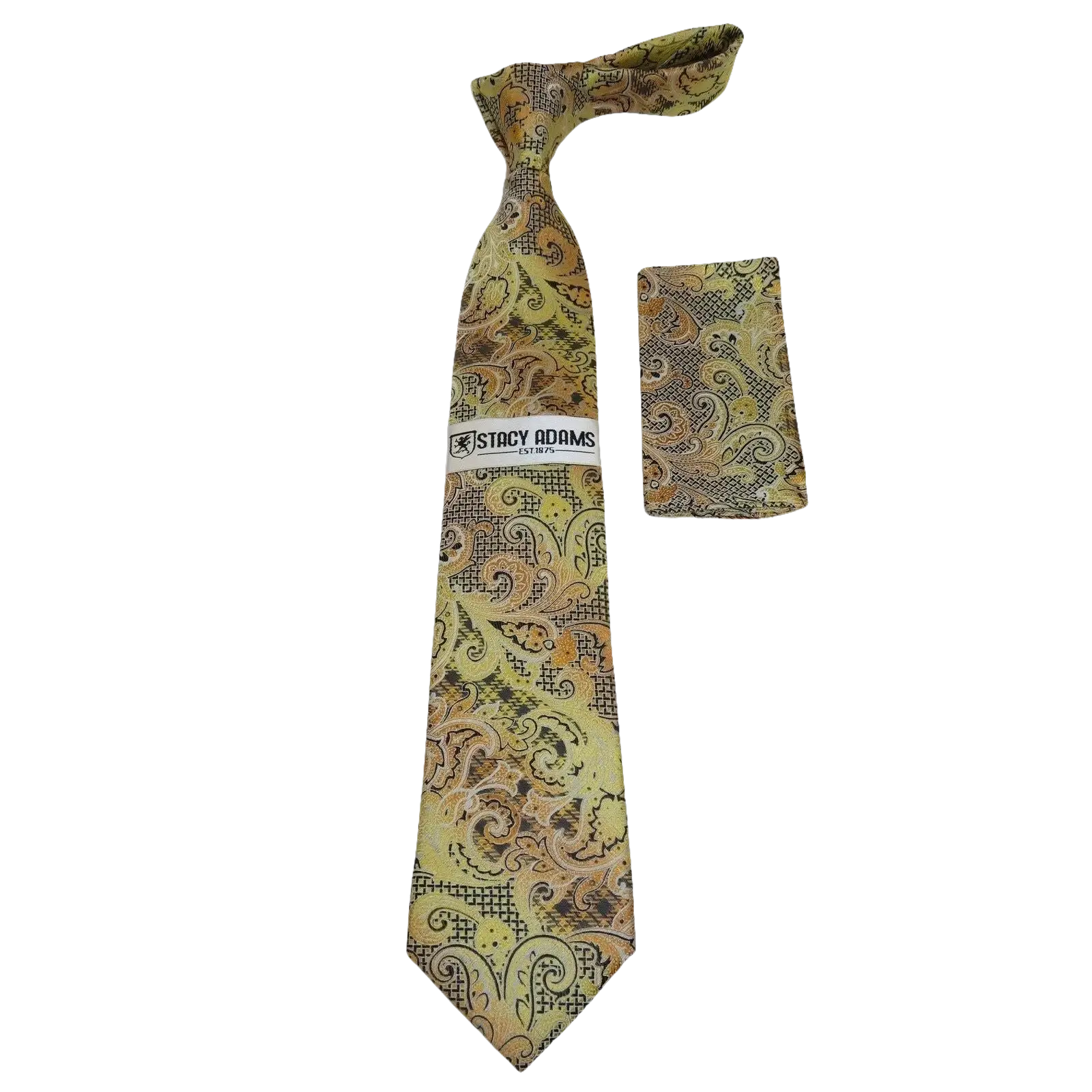 Men's Stacy Adams Tie and Hankie Set Woven Silky Fabric #Stacy62 Gold - J.Valintin Men's Wear Legend - 141