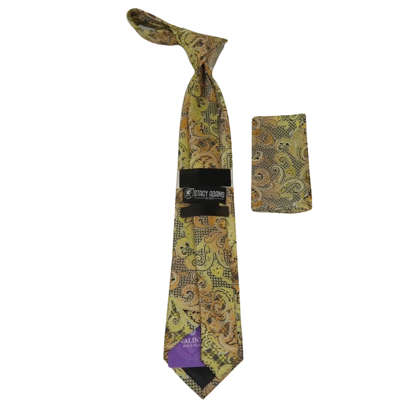 Men's Stacy Adams Tie and Hankie Set Woven Silky Fabric #Stacy62 Gold - J.Valintin Men's Wear Legend - 141
