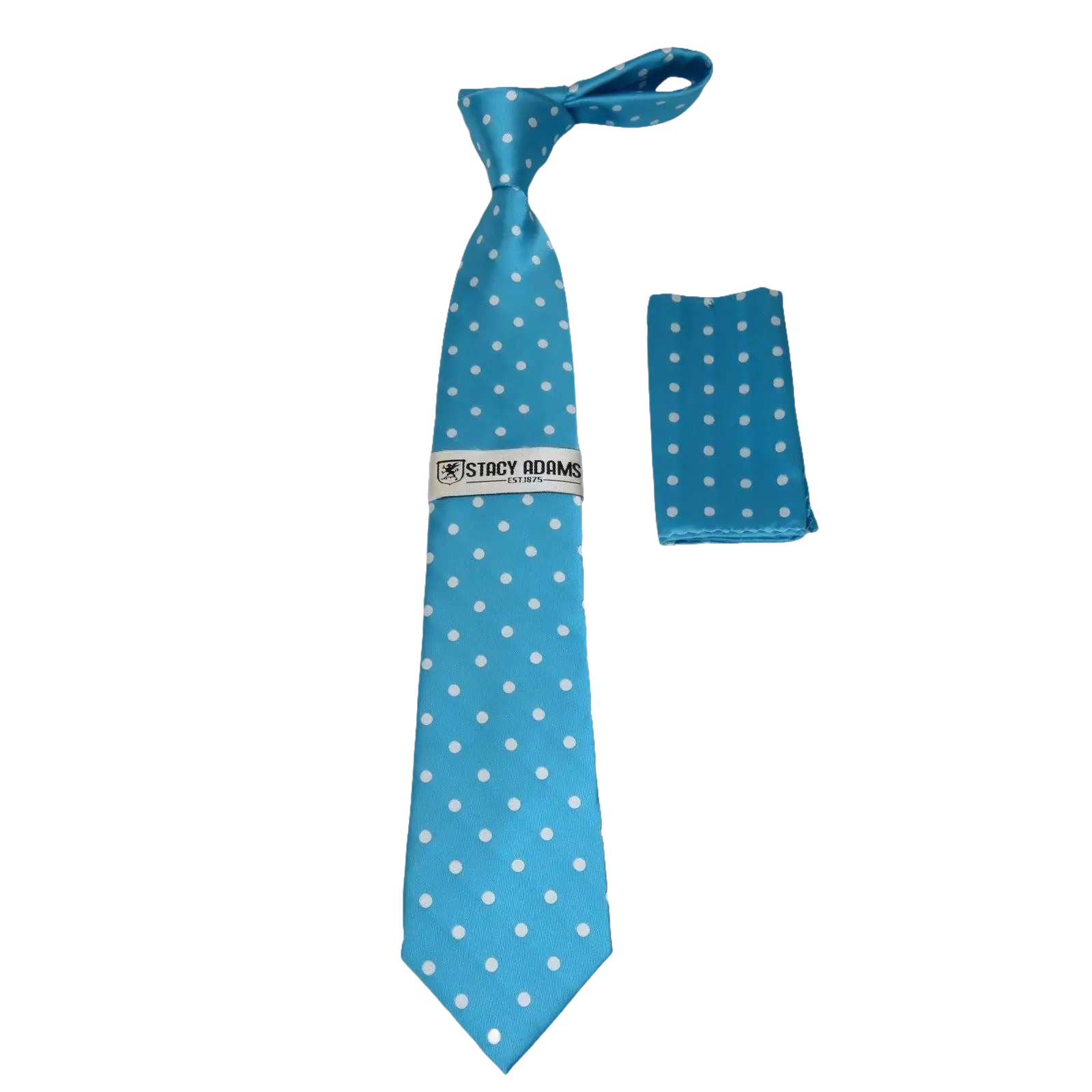 Men's Stacy Adams Tie and Hankie Set Woven Silky Fabric #Stacy8 Teal Polka - J.Valintin Men's Wear Legend - 83