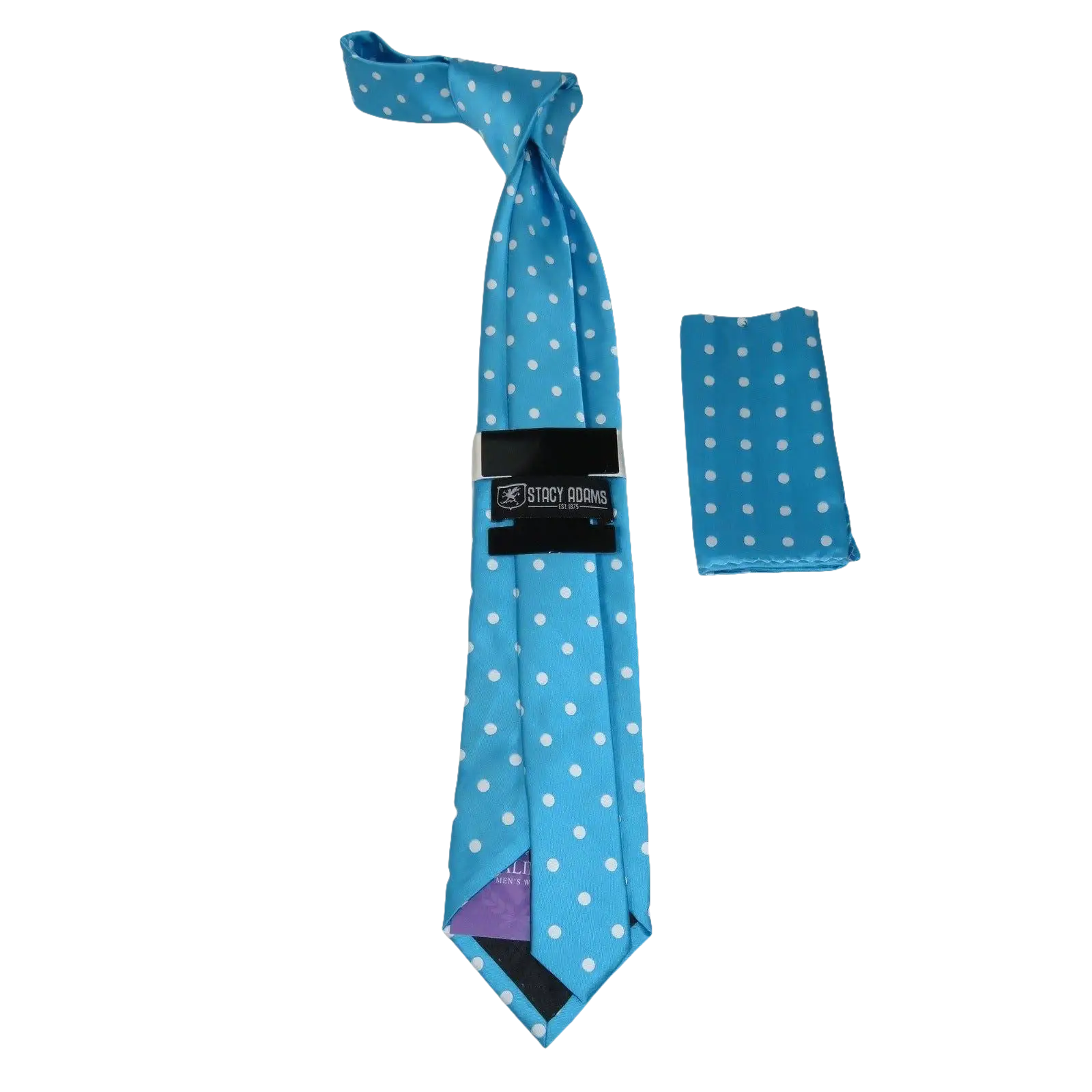 Men's Stacy Adams Tie and Hankie Set Woven Silky Fabric #Stacy8 Teal Polka - J.Valintin Men's Wear Legend - 83