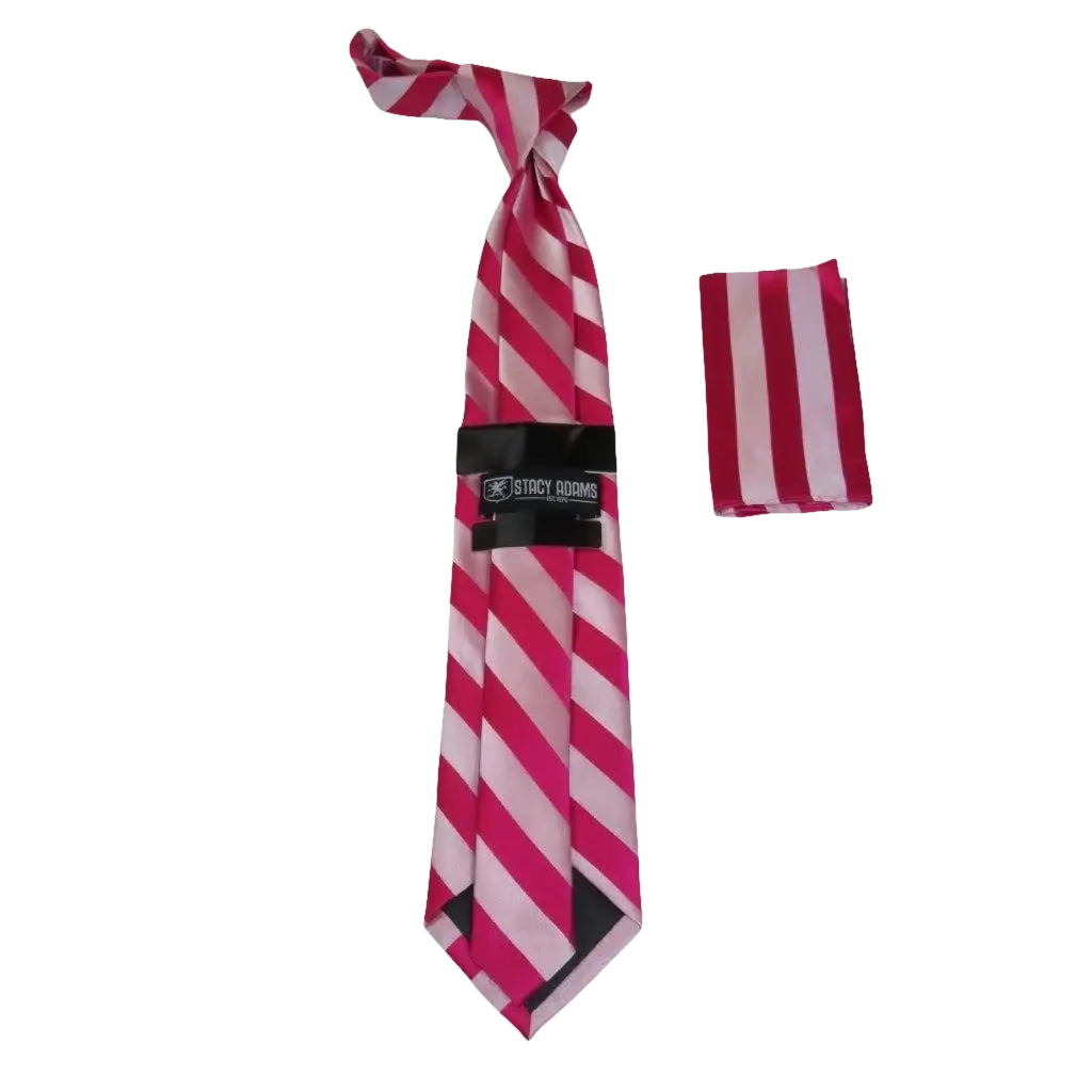 Men's Stacy Adams Tie and Hankie Set Woven Silky #St4 Fuchsia Pink - J.Valintin Men's Wear Legend - 24805