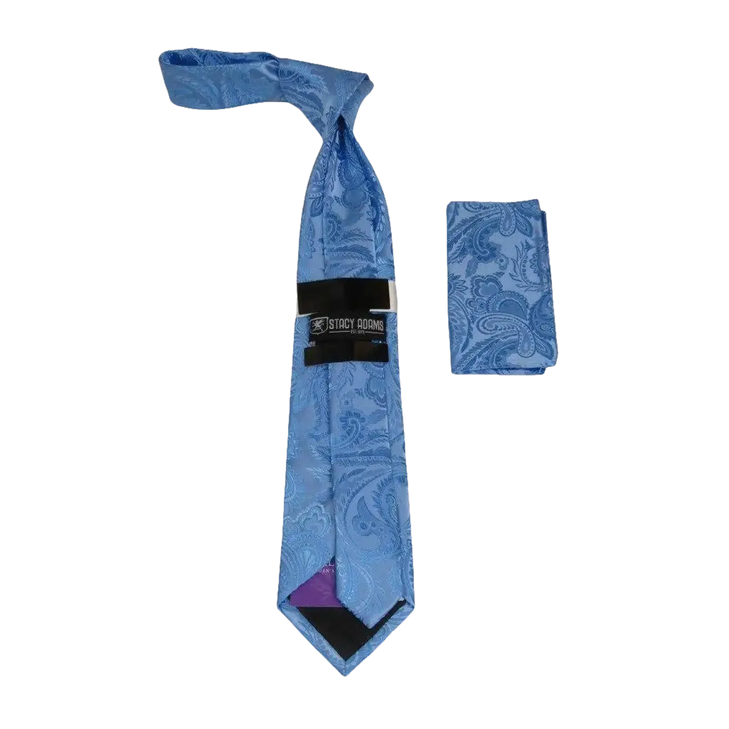 Men's Stacy Adams Tie and Hankie Set Woven Silky #Stacy17 Blue Paisley - J.Valintin Men's Wear Legend - 92
