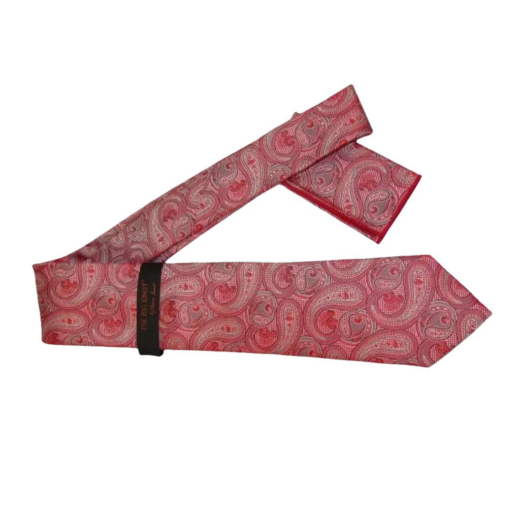 Mens Steven Land 100% Woven Silk Big Knot Tie and Hankie Set BW2436 - 05 Red - J.Valintin Men's Wear Legend - BW2436 - 05