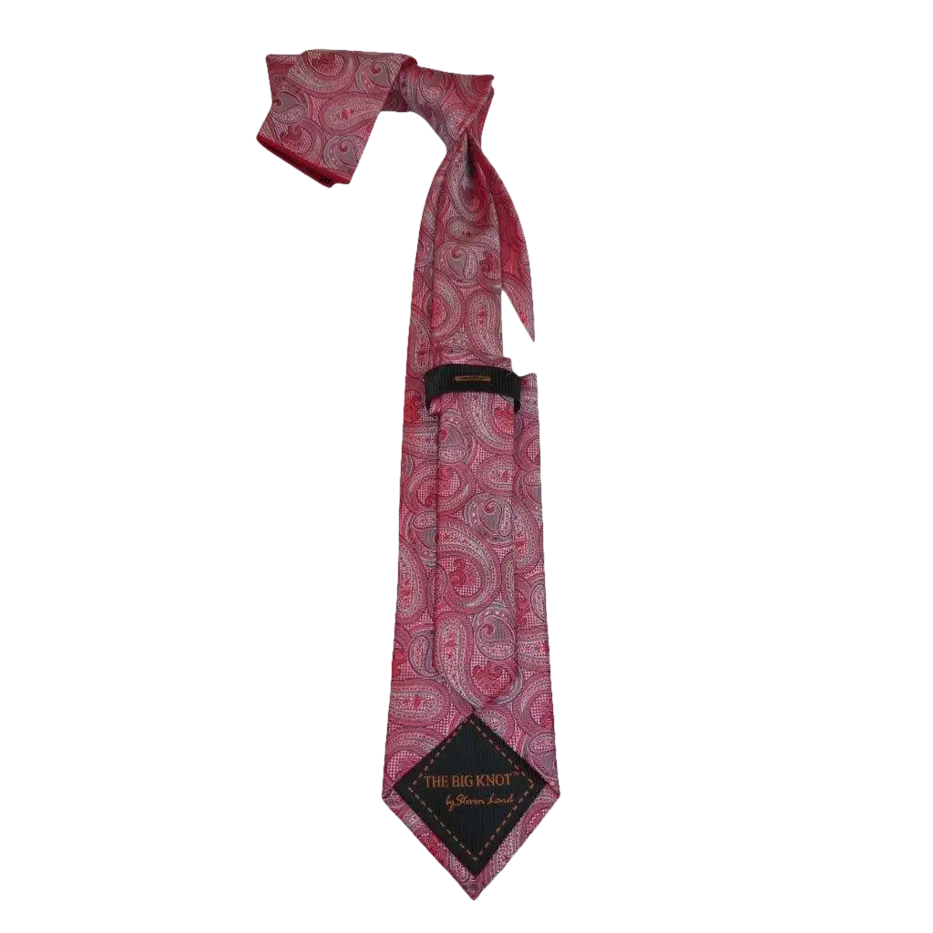 Mens Steven Land 100% Woven Silk Big Knot Tie and Hankie Set BW2436 - 05 Red - J.Valintin Men's Wear Legend - BW2436 - 05