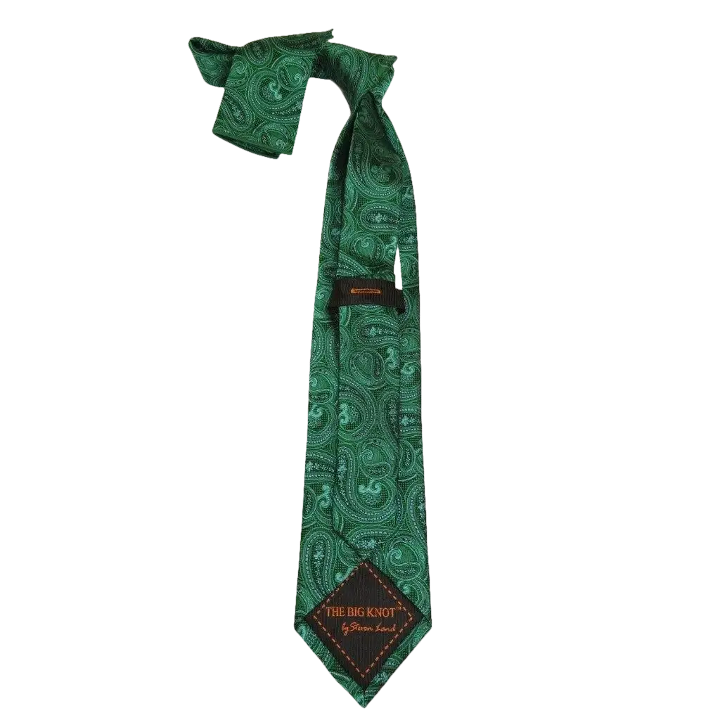 Mens Steven Land 100% Woven Silk Big Knot Tie and Hankie Set BW2436 - 06 Green - J.Valintin Men's Wear Legend - BW2436 - 06