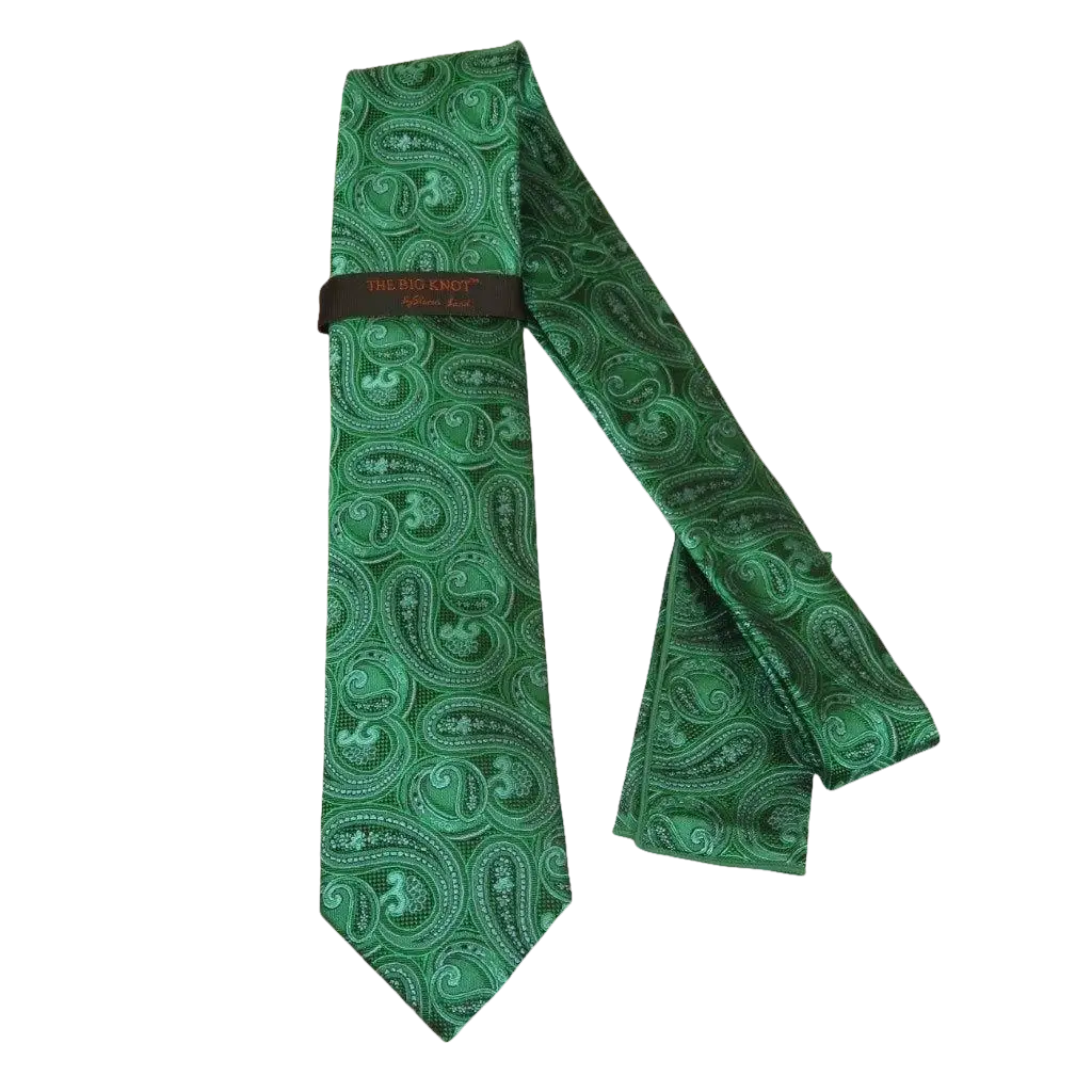 Mens Steven Land 100% Woven Silk Big Knot Tie and Hankie Set BW2436 - 06 Green - J.Valintin Men's Wear Legend - BW2436 - 06