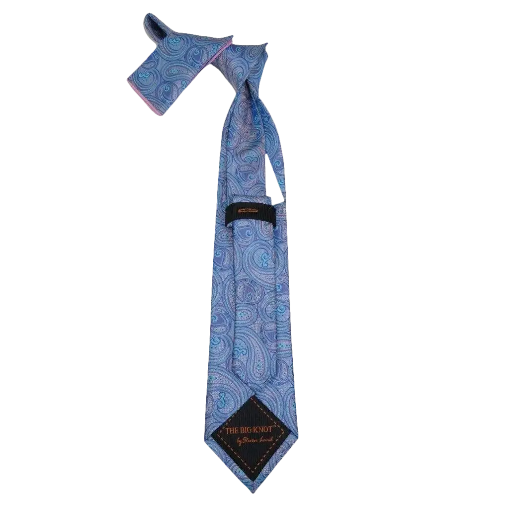 Mens Steven Land 100% Woven Silk Big Knot Tie and Hankie Set BW2436 - 16 - J.Valintin Men's Wear Legend - BW2436 - 16
