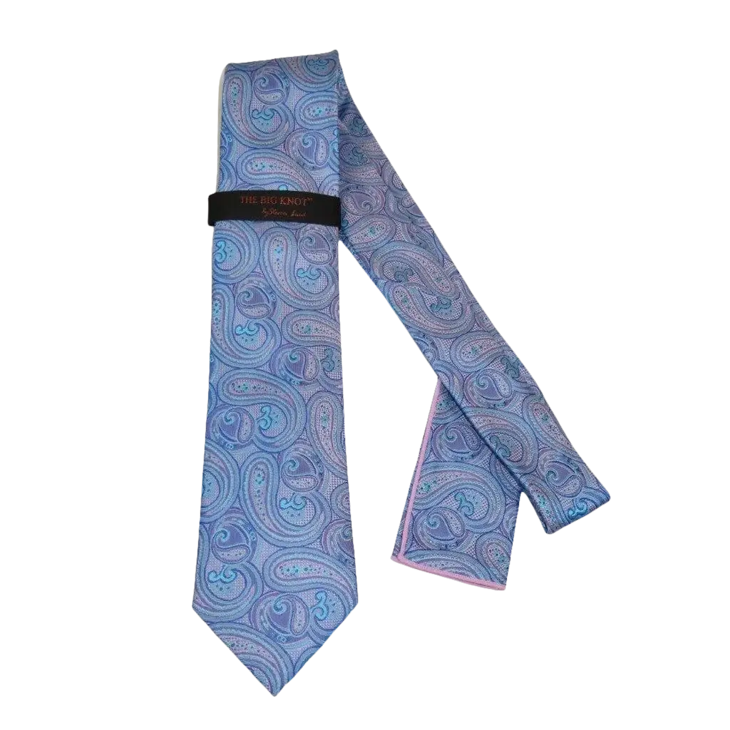 Mens Steven Land 100% Woven Silk Big Knot Tie and Hankie Set BW2436 - 16 - J.Valintin Men's Wear Legend - BW2436 - 16