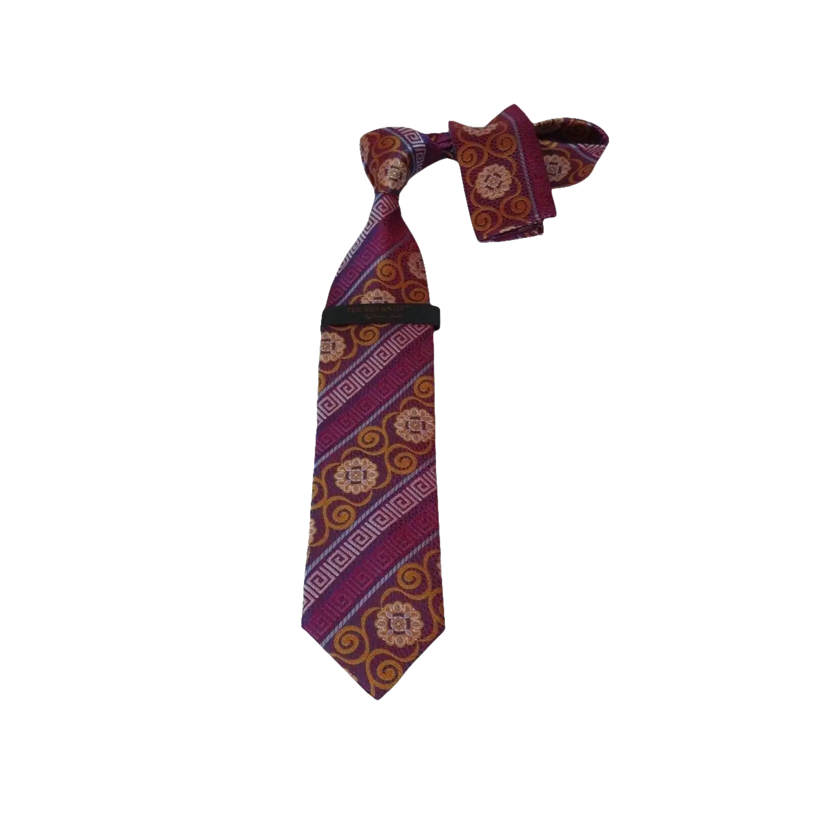 Mens Steven Land 100% Woven Silk Big Knot Tie and Hankie Set BW252,11 Pink Multi - J.Valintin Men's Wear Legend - 100021
