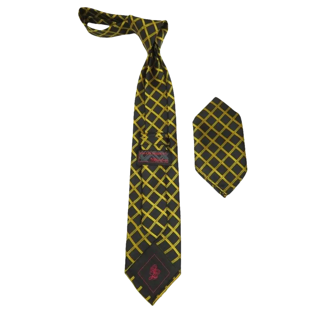 Mens Steven Land Density 100% Satin Silk Crystal Tie/Hankie Set CR29 - 12 Gold - J.Valintin Men's Wear Legend - CR29 - 12