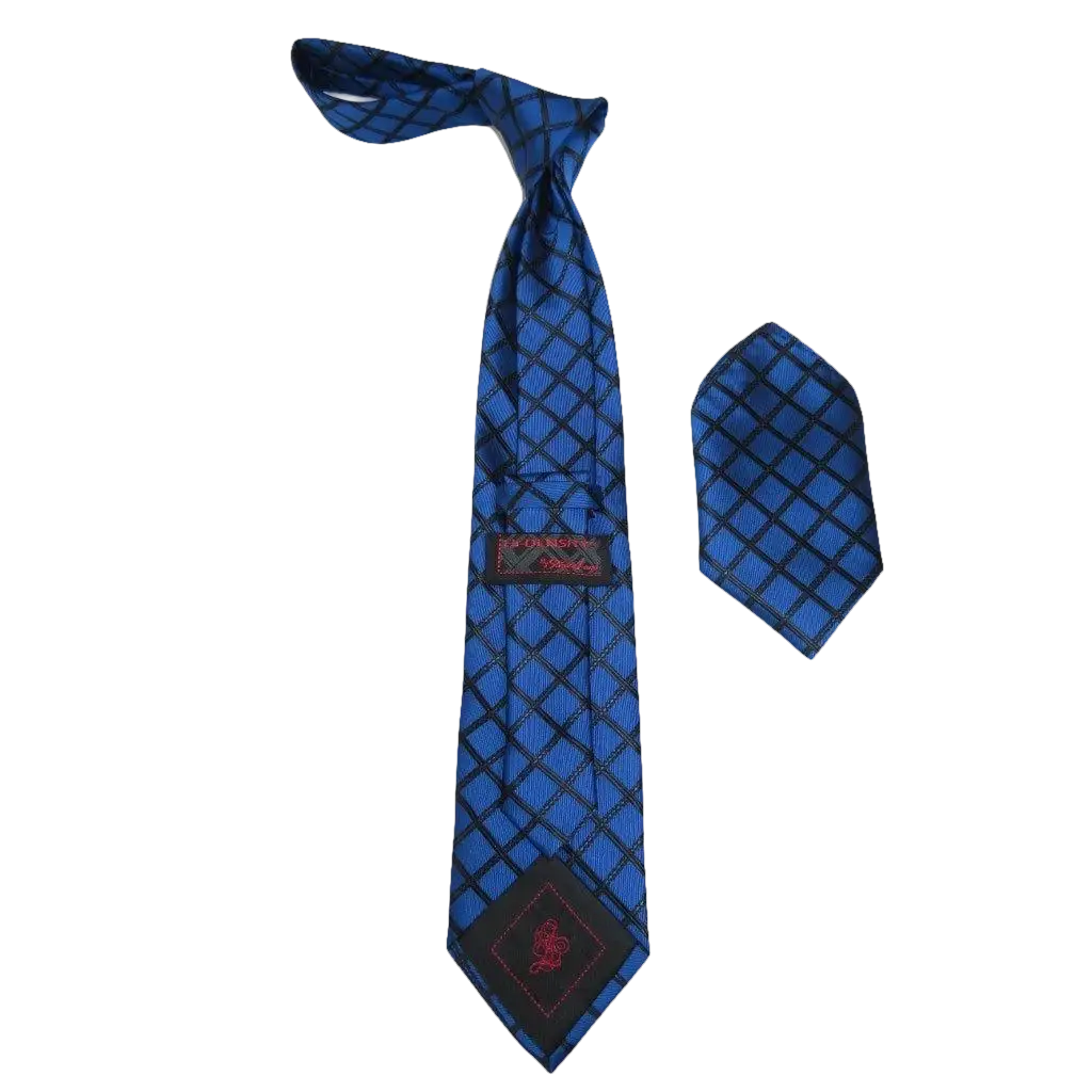 Mens Steven Land Density 100% Silk Crystal Tie/Hankie Set CR29 - 04 Royal Blue - J.Valintin Men's Wear Legend - CR29 - 04