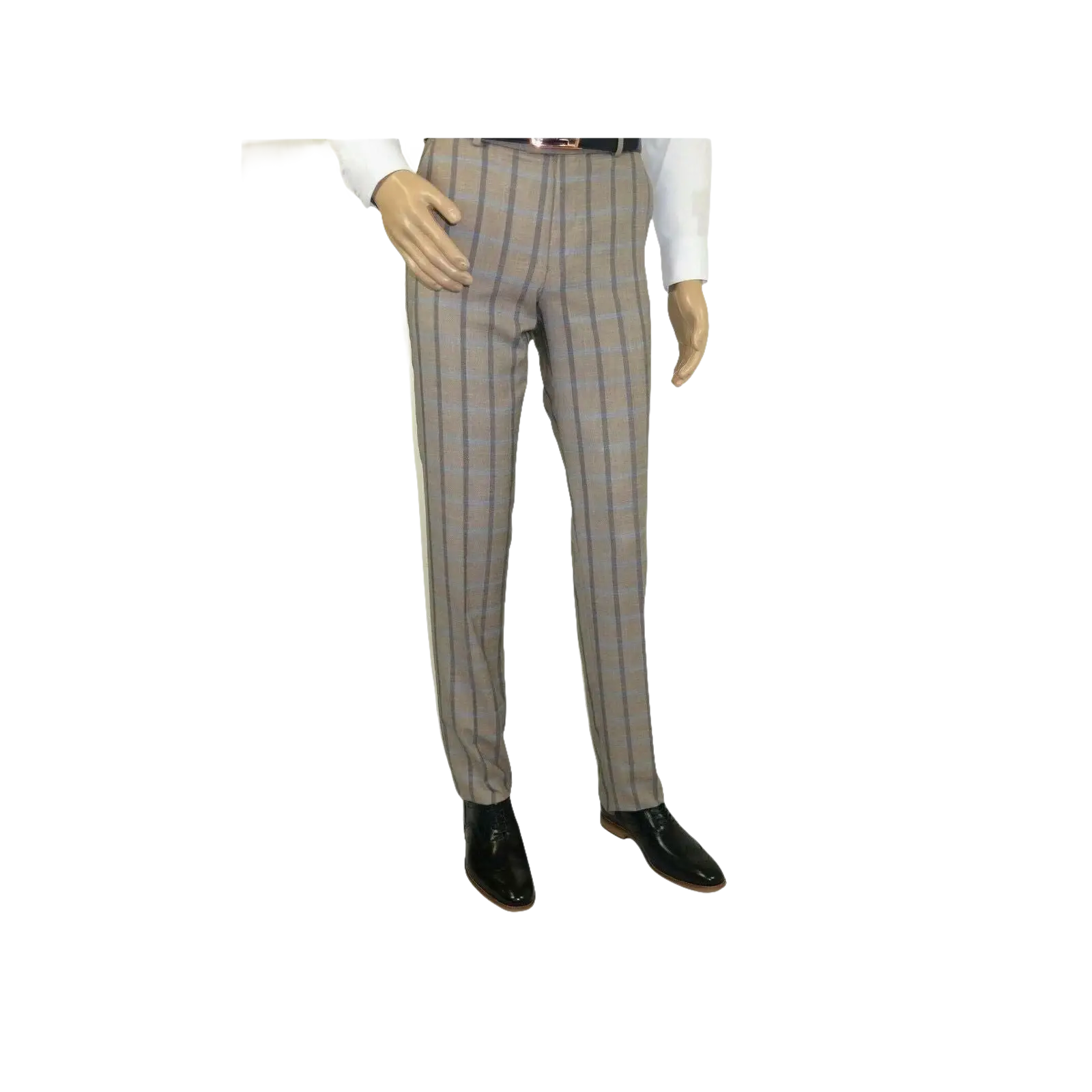 Mens Suit by RENOIR English Plaid Window Pane European Business 291 - 5 Beige blue - J.Valintin Men's Wear Legend - 32127