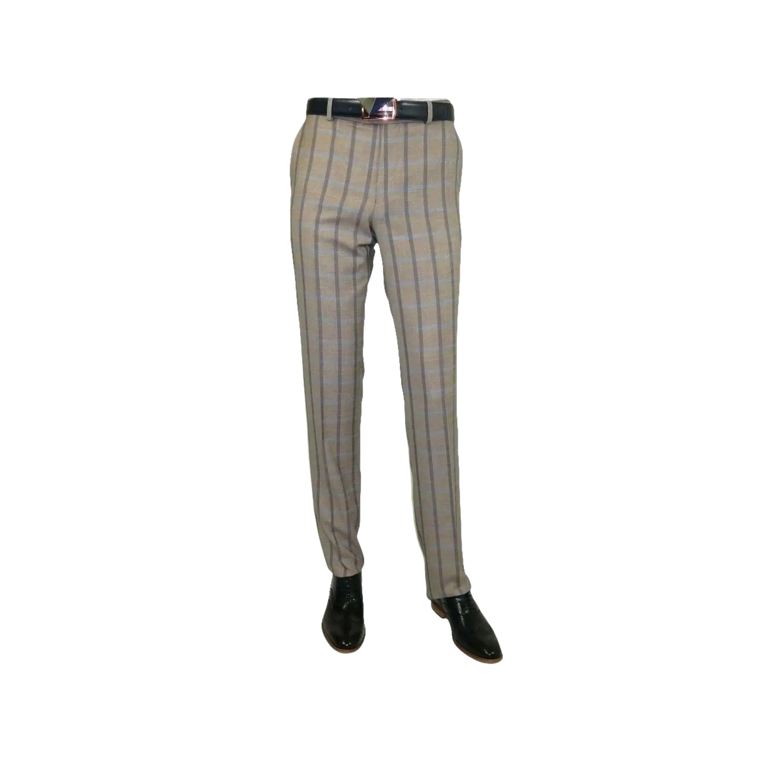 Mens Suit by RENOIR English Plaid Window Pane European Business 291 - 5 Beige blue - J.Valintin Men's Wear Legend - 32127