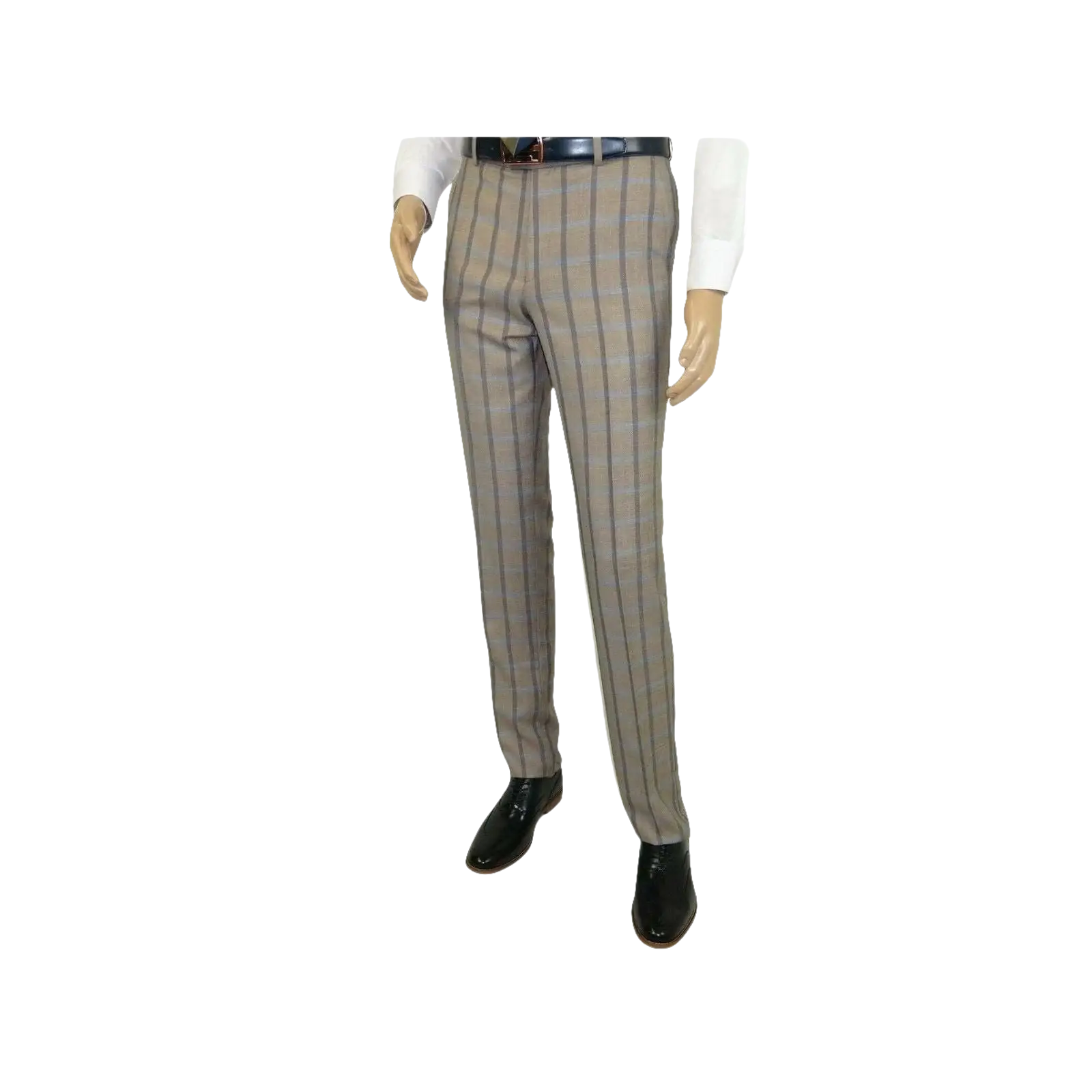 Mens Suit by RENOIR English Plaid Window Pane European Business 291 - 5 Beige blue - J.Valintin Men's Wear Legend - 32127