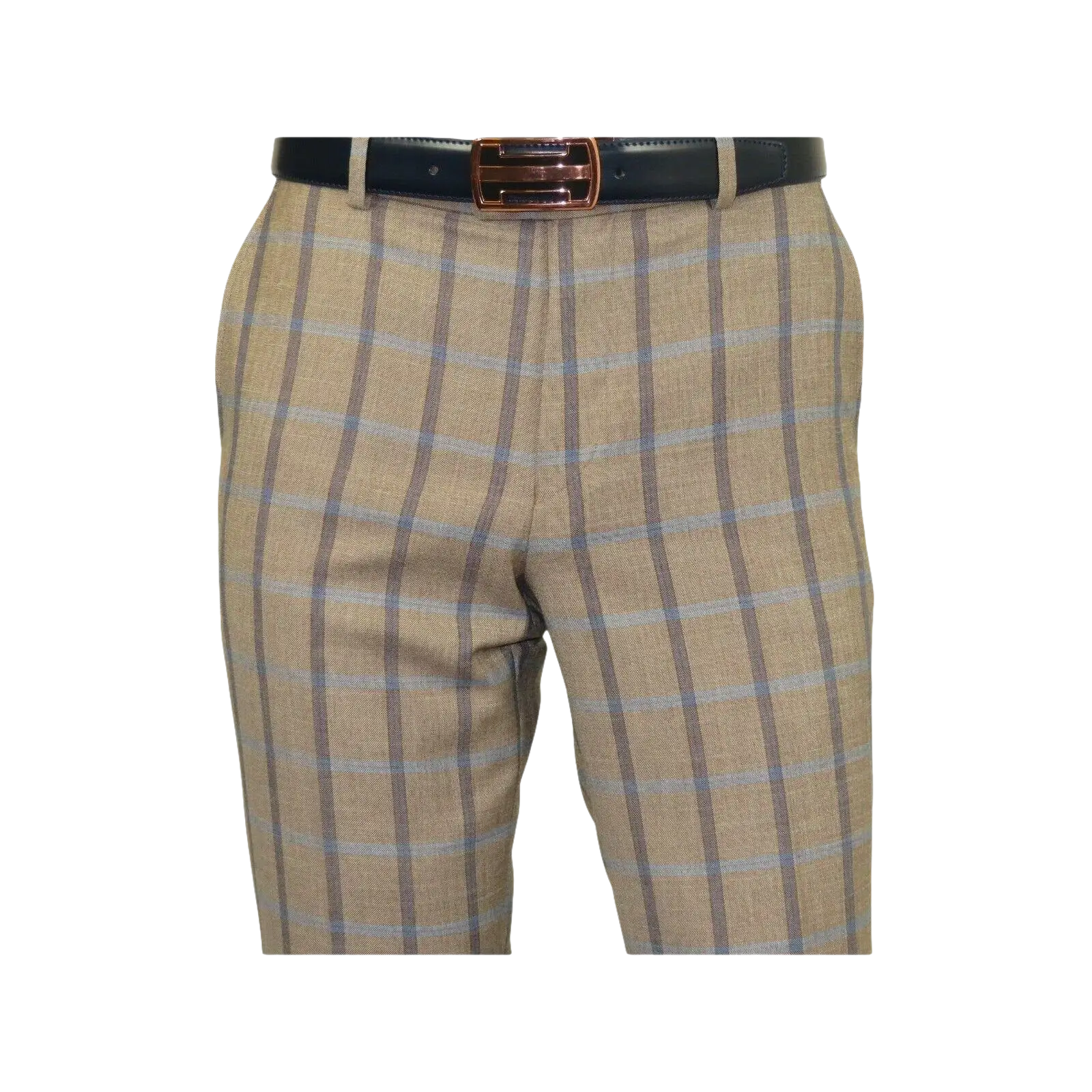 Mens Suit by RENOIR English Plaid Window Pane European Business 291 - 5 Beige blue - J.Valintin Men's Wear Legend - 32127