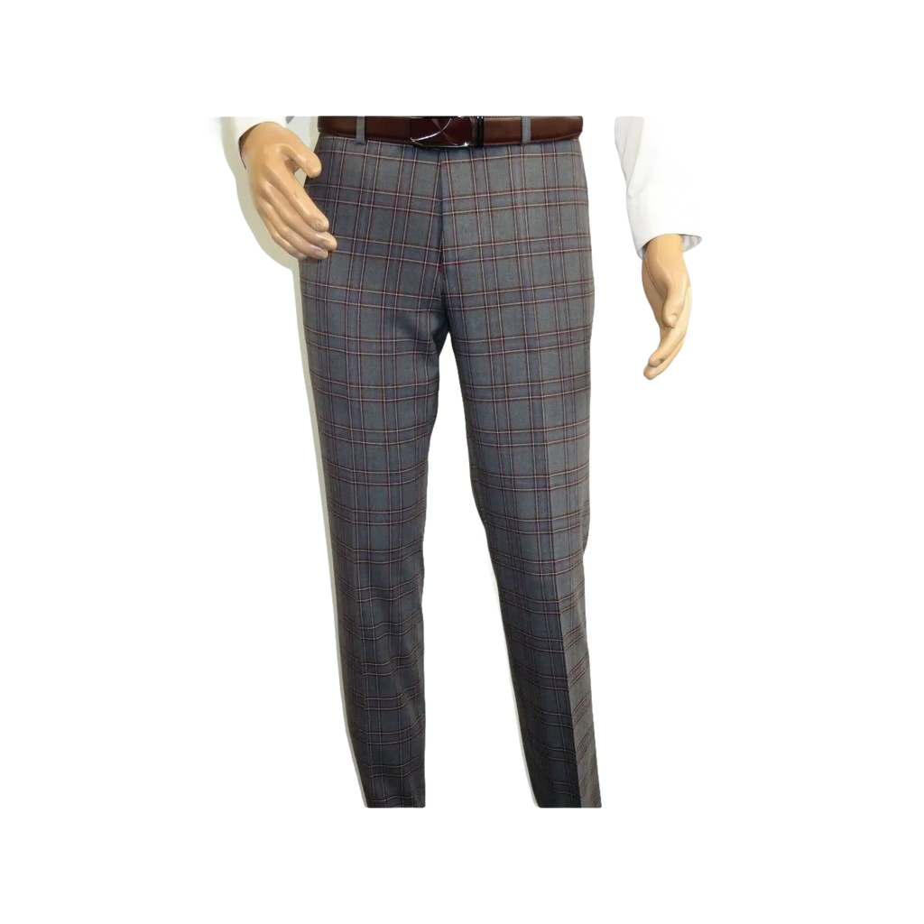 Mens Suit RENOIR English Plaid Window Pane Stretch Slim Comfort 293 - 7 Gray Brown - J.Valintin Men's Wear Legend - 19117