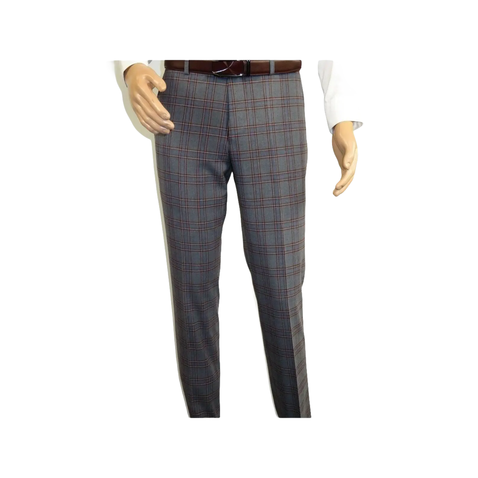 Mens Suit RENOIR English Plaid Window Pane Stretch Slim Comfort 293 - 7 Gray Brown - J.Valintin Men's Wear Legend - 19117