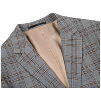 Mens Suit RENOIR English Plaid Window Pane Stretch Slim Comfort 293 - 7 Gray Brown - J.Valintin Men's Wear Legend - 19117