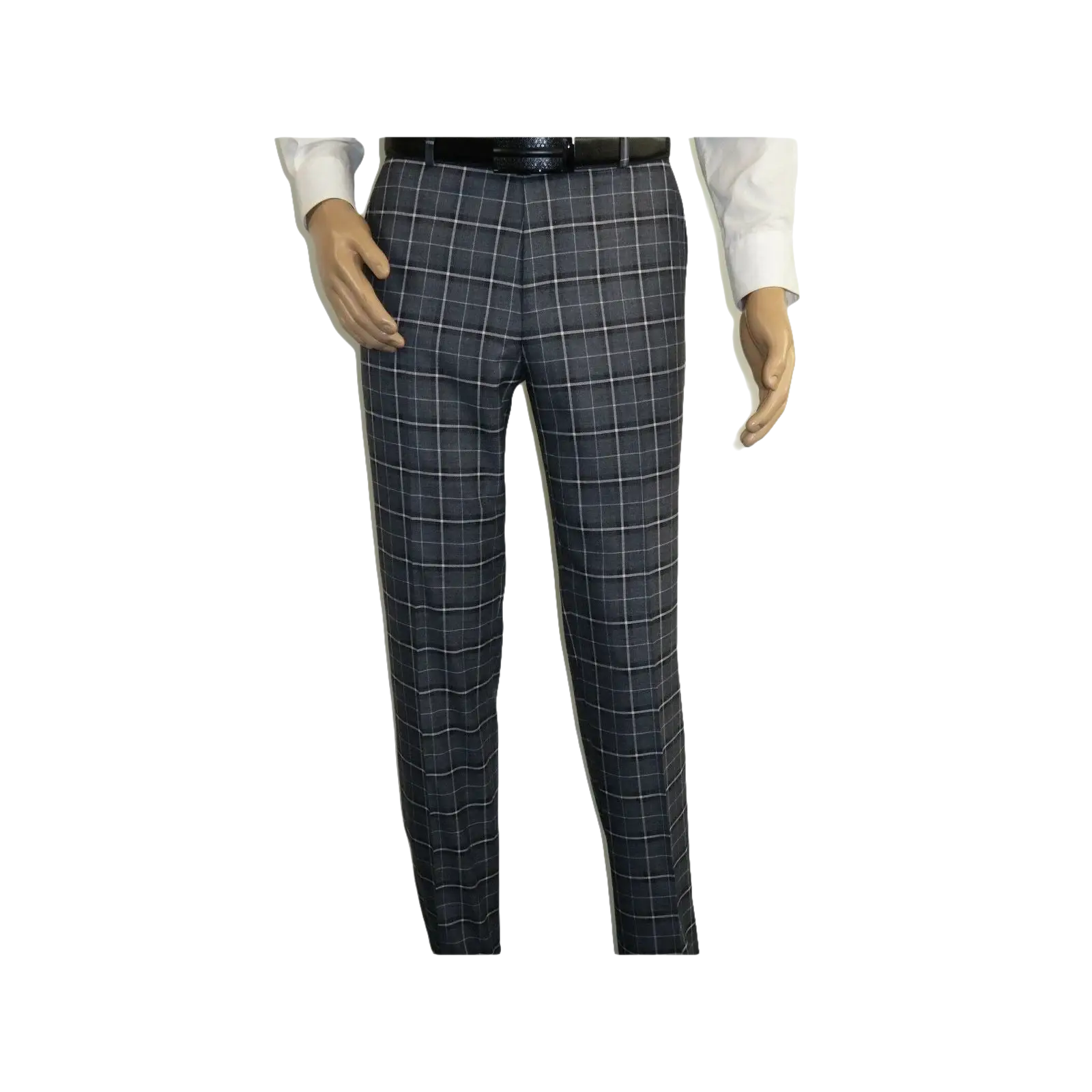 Mens Suit RENOIR English Plaid Window Pane Stretch Slim Fit Comfort 293 - 14 Gray - J.Valintin Men's Wear Legend - 19099