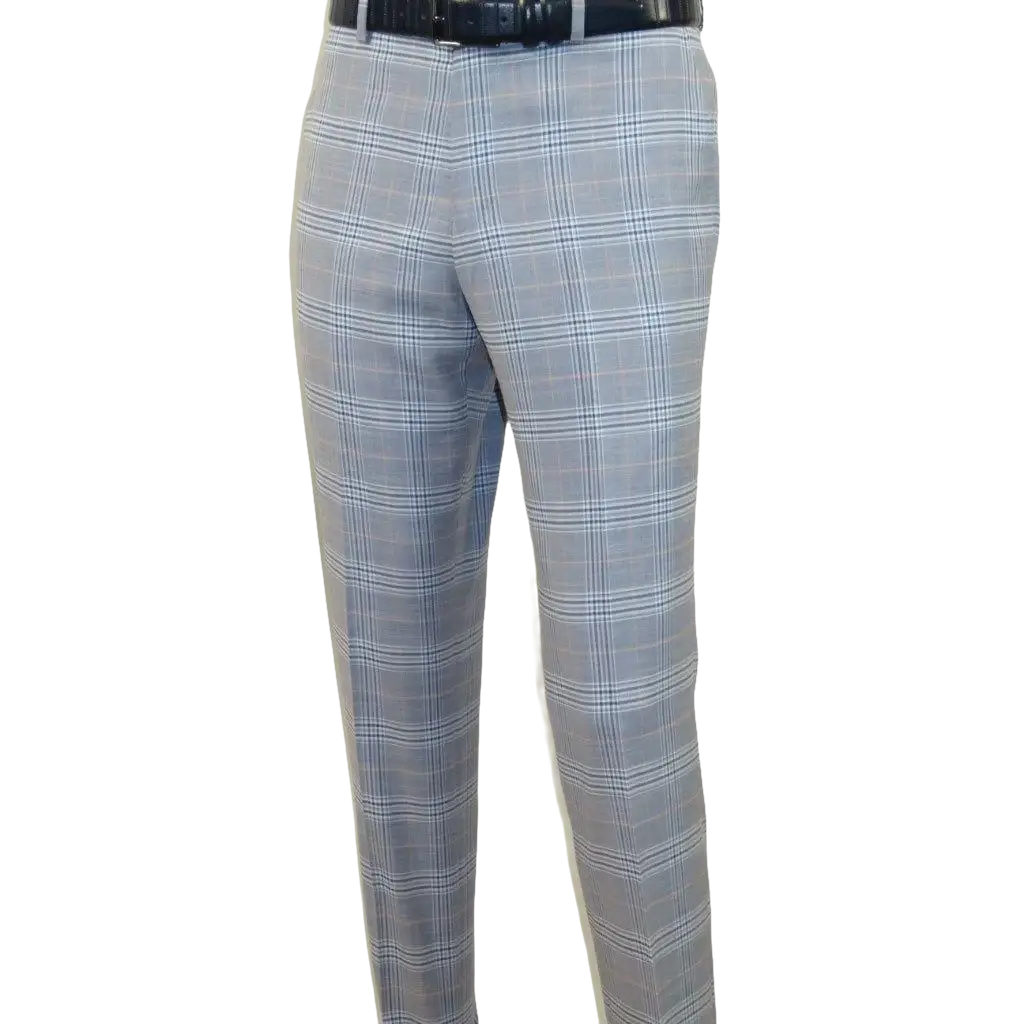Mens Suit RENOIR English Plaid Window Pane Stretch Slim Fit Comfort 293 - 3 Blue - J.Valintin Men's Wear Legend - 93923