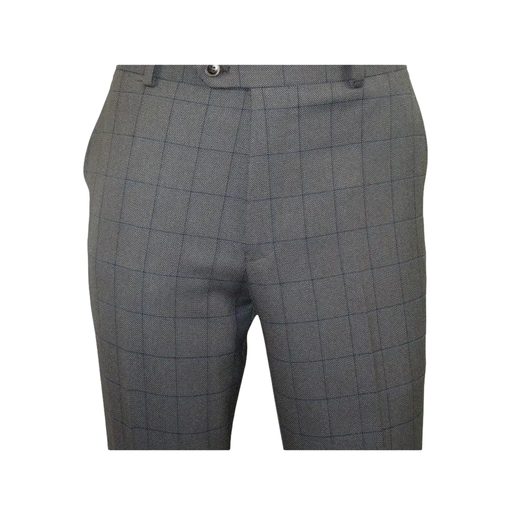 Mens Suit RENOIR English Window Pane Classic Fit Business 292 - 2 Gray Blue - J.Valintin Men's Wear Legend - 19068