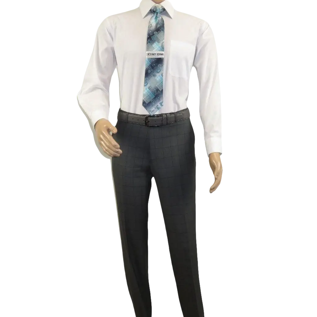 Mens Suit RENOIR English Window Pane Classic Fit Business 292 - 2 Gray Blue - J.Valintin Men's Wear Legend - 19068