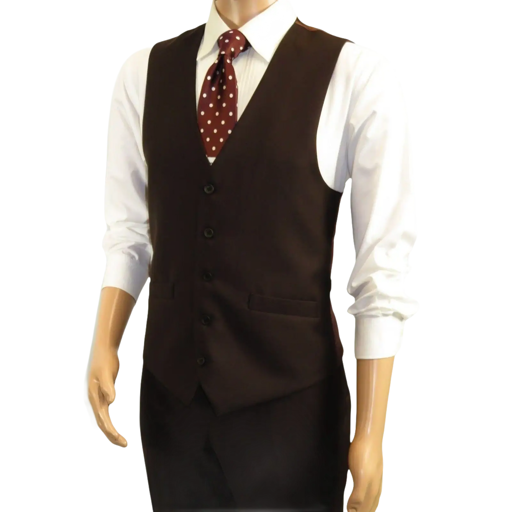 Men's Suit Separate Vest V - neck Adjustable Strap 5Button 201 - 5 Brown - J.Valintin Men's Wear Legend - 201 - 5 - Brown Vest - 36